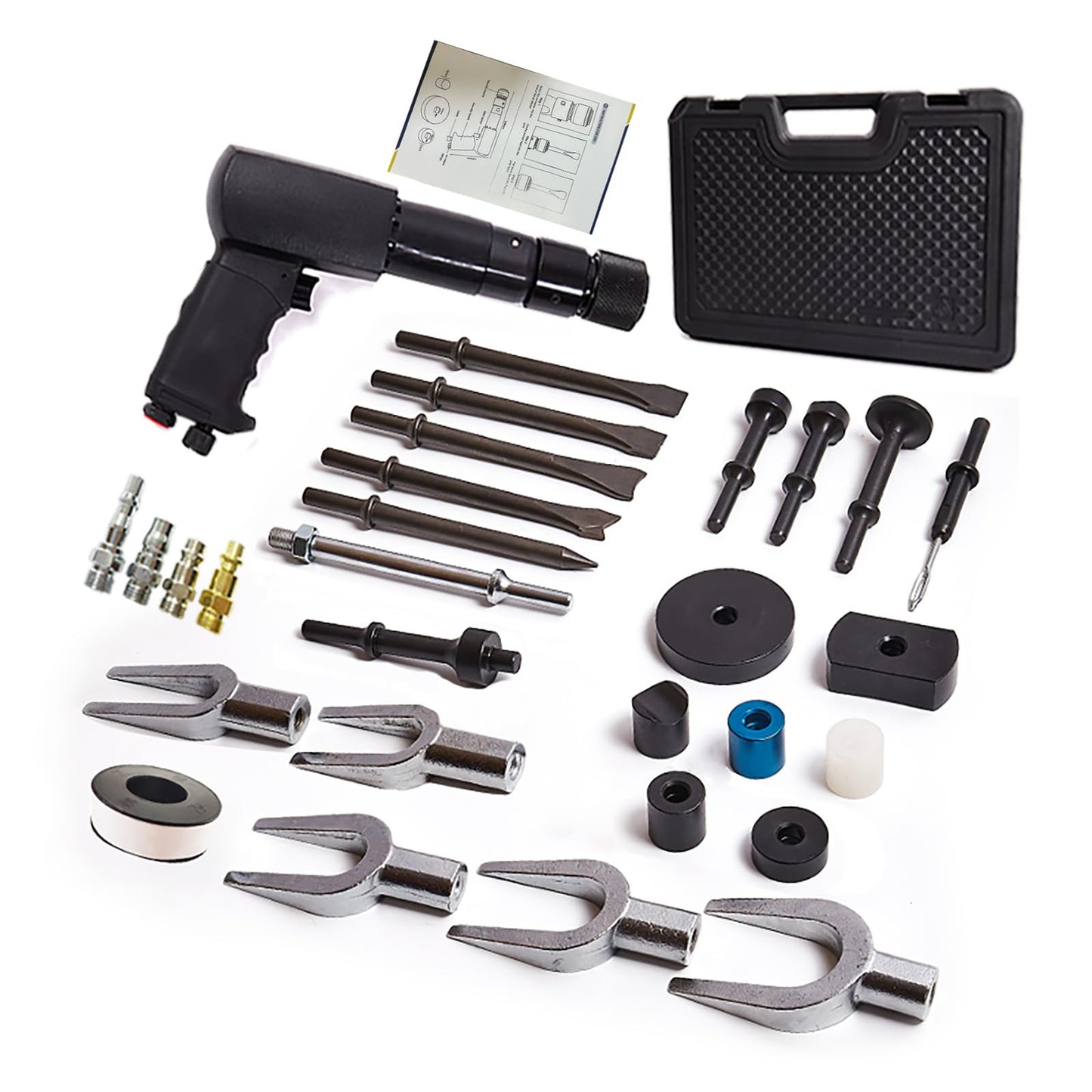 Air Hammer with 29-Piece Tool Plus Set Multifunctional Pneumatic Hammer Kit with Quick Change Retainer, Carrying Case, Anti Vibration Piece Chisel Set, 2500 BPM