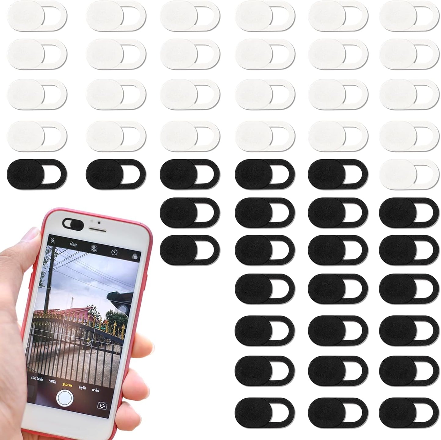 LIQWEI 50PCS 0.023 Inch Webcam Cover Slide, Ultra-Thin Universal Web Camera Cover for Laptop, Computer, PhoneSecure