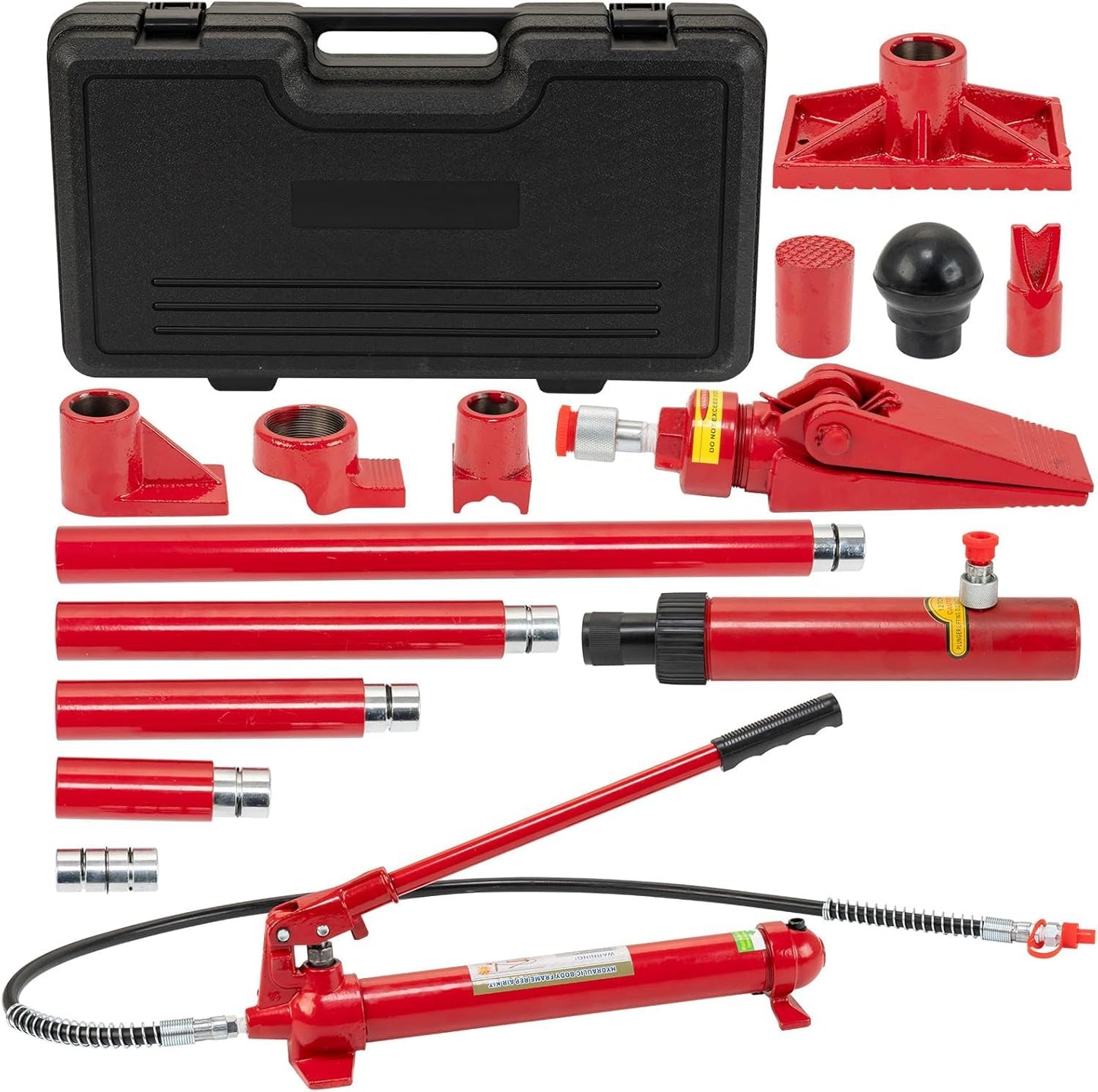 12 Ton Hydraulic Porta Power Kit, Heavy-Duty Frame Repair Tool Set with 4.6Ft Hose & Storage Case, 26,455 Lbs Capacity – Auto Body, Car, Truck & Garage Maintenance