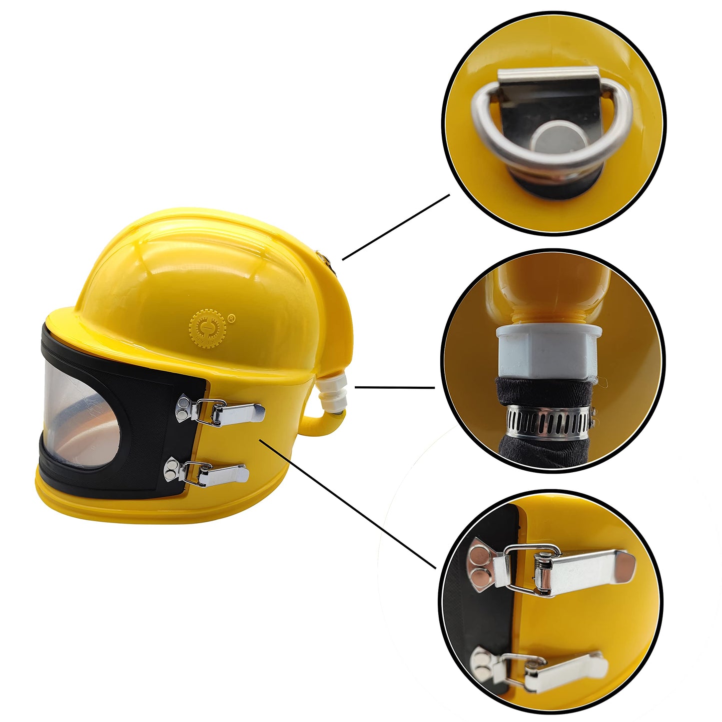Sandblaster Helmet Safe Air Feed Sand Blast Helmet Shoulder Protective Sand Blast Hood Protector Sandblasting Thermostat 5 Pieces Outer Lenses (Yellow)
