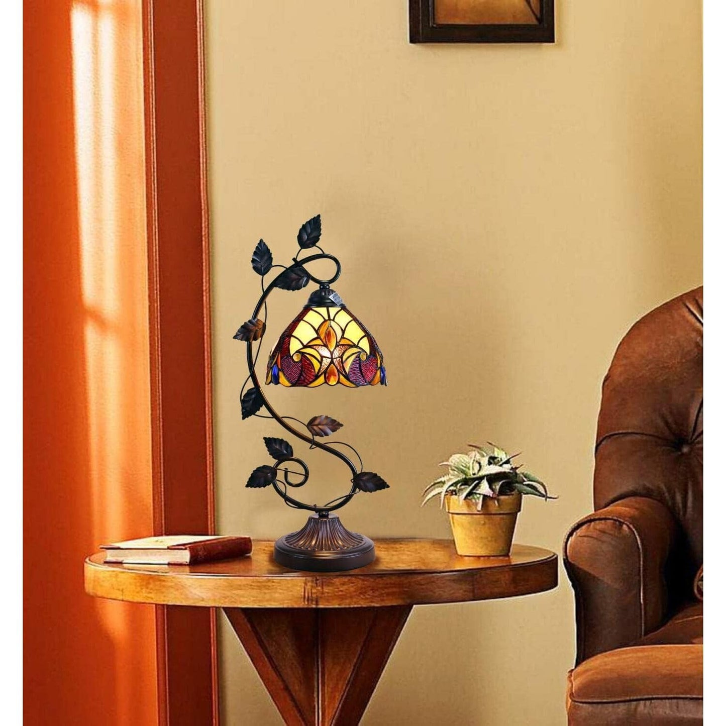 Chloe Lighting Adia Victorian Tiffany-Style Table Lamp 1 Light Dark Bronze 8in  Wide Multicolor CH38632AV08-NT1