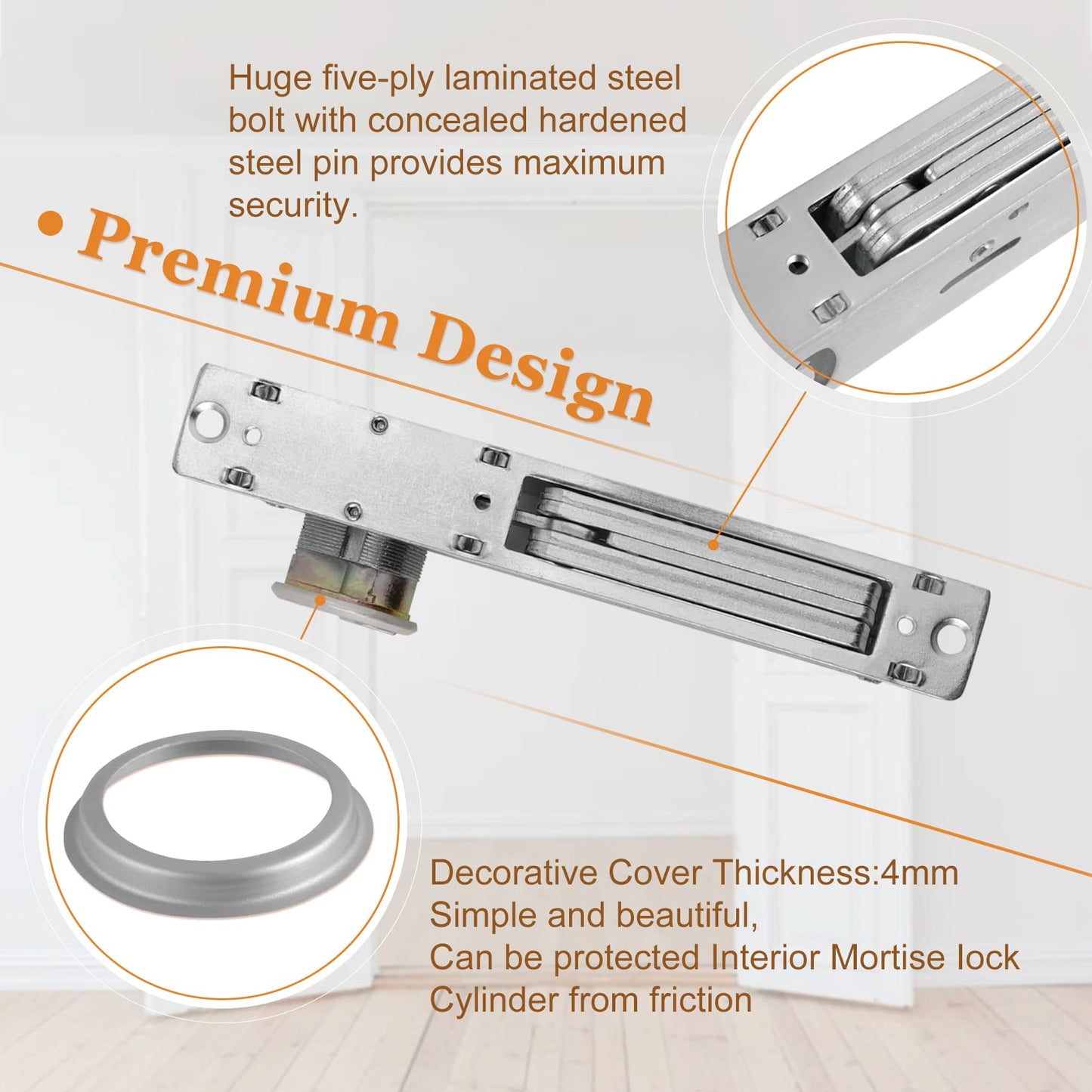 Storefront Door Mortise Lock Deadbolt Aluminum storefront Mortise Door Lock Hook Deadbolt Double Cylinder - Storefront Entry Door Lock Set (1-1/8" Backset)