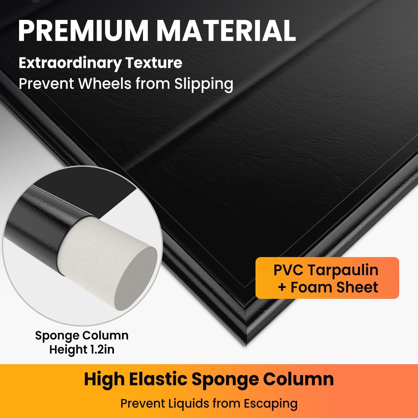 RVSNAIL Garage Floor Mat, 8'6''x20' Heavy Duty 1.2inch Thick Containment Mats, Waterproof PVC Matwith High Elastic Sponge Column, Non-Slip Surface, Parking Mat with a Squeegee