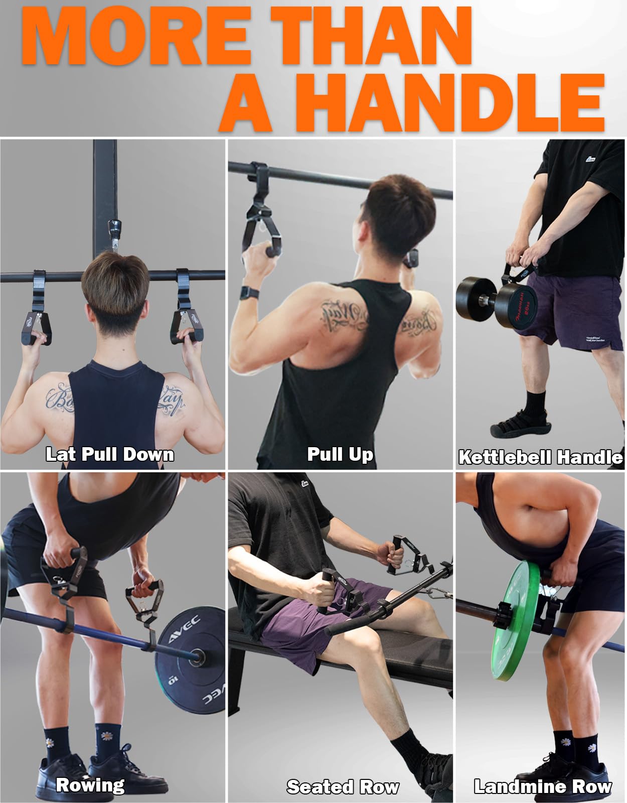 Fitarc Neutral Grip Pull Up Handles, Wrist Shoulder Elbow Friendly, 12 Angle Adjustable Lat Pulldown Handle Rowing Grips, 2Pcs, Patented