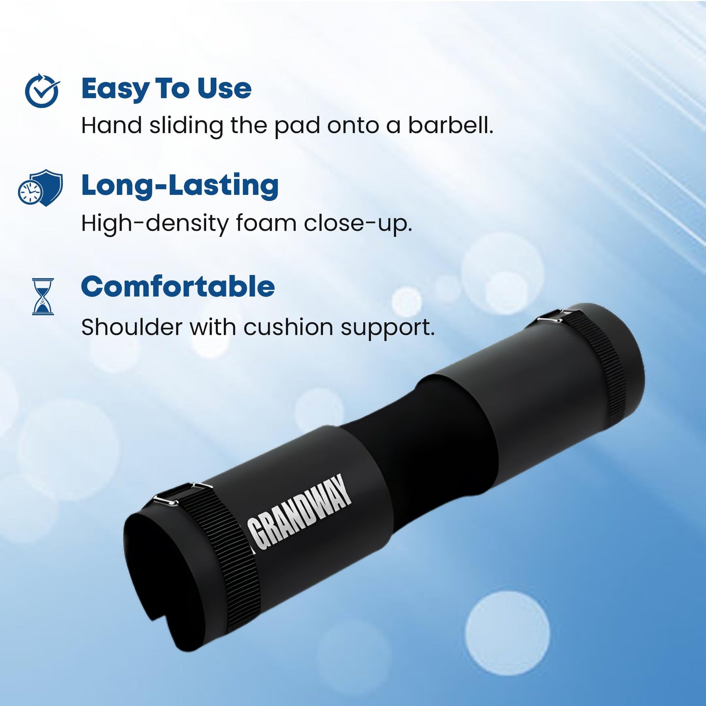 Advanced Squat Pad - Barbell Pad for Hip Thrusts, Squats & Lunges - Neck & Shoulder Squat Bar Pad Cushion Support Foam for Extra ComfortPremium Squat Pad (Black)
