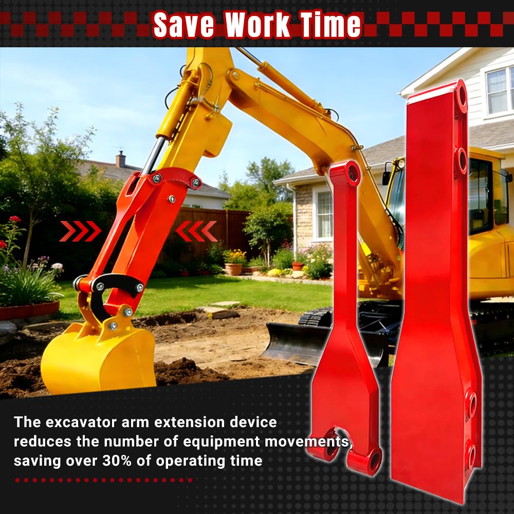 AvmrLc Professional 26 Inch Mini Excavator Extension Arm for 0.8-2 Ton Excavators, Heavy Duty Steel Structures, Quick Change Excavator Boom Arm, Ditch Digging & Trenching Boom with Extended Reach