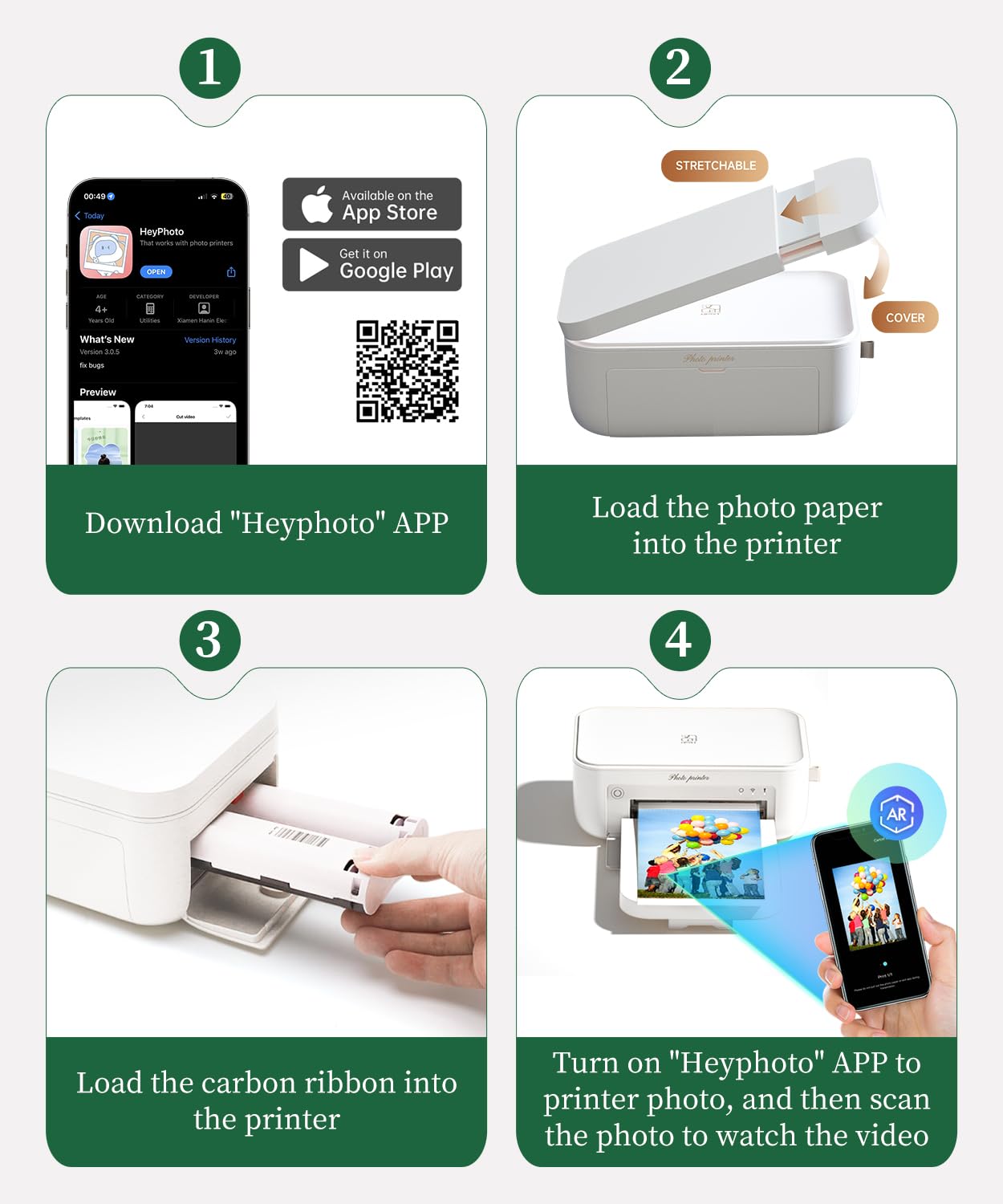 iDPRT 4x6 Photo Printer - 108 Sheets & 2 Ribbon, Instant Picture Printer for iPhone, Android - Thermal Dye Sublimation, WI-Fi Connnecting, Color Photo Printers for Home Use