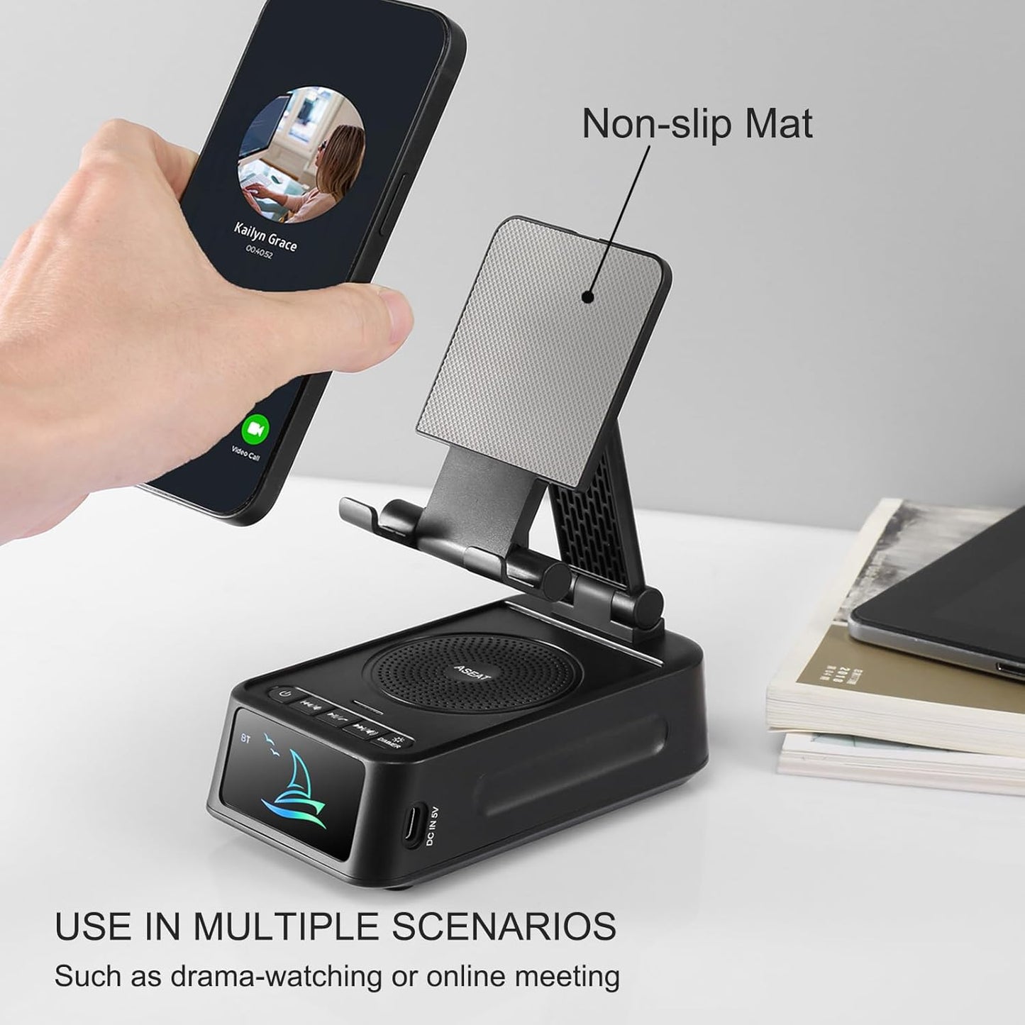 ASEAT Cell Phone Stand Bluetooth Speaker for Christmas & Everyday Use - iPhone/Android Compatible, Unique Dad/Guy Gifts