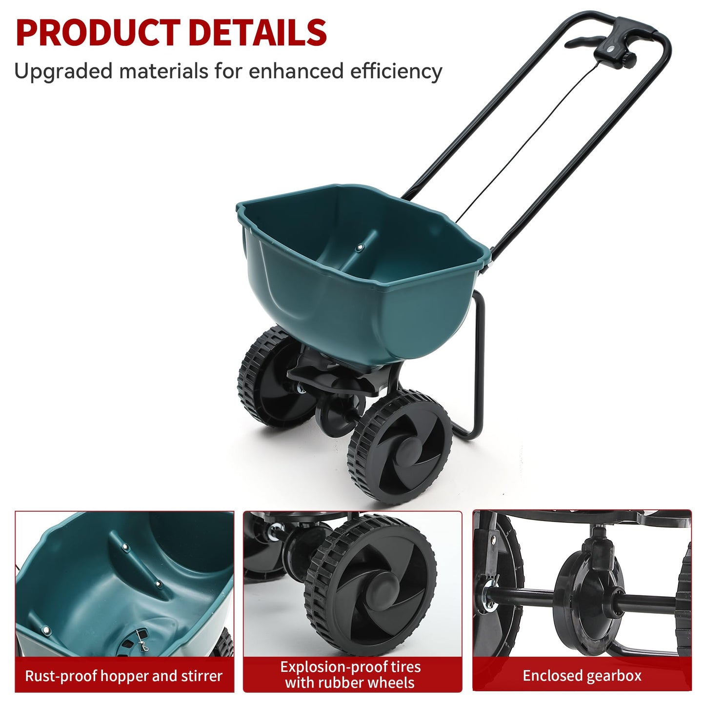 YITAMOTOR 60 lb Walk Behind Lawn and Garden Spreader for Seeds Fertilizer, Push Broadcast Spreader for Garden Grass with Easy to Use Flow Control
