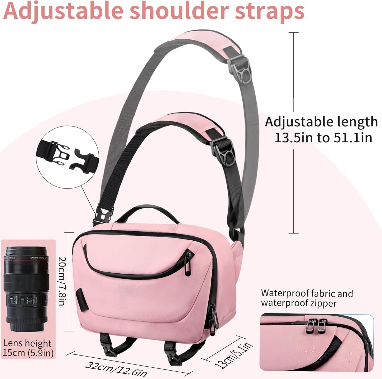 TAAOKA Camera Sling Bag,Waterproof Camera Case with Tripod Holder,Lightweight DSLR/SLR/Mirrorless Camera Bags Crossbody