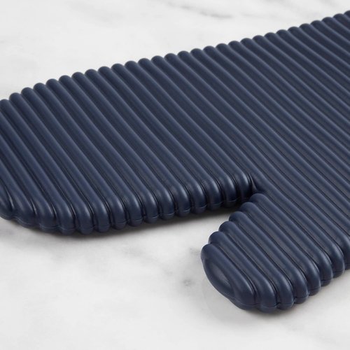 KitchenAid Ribbed Soft Silicone Oven Mitts - 2-Pack Set, 7.5"x13", Stylish Ink Blue