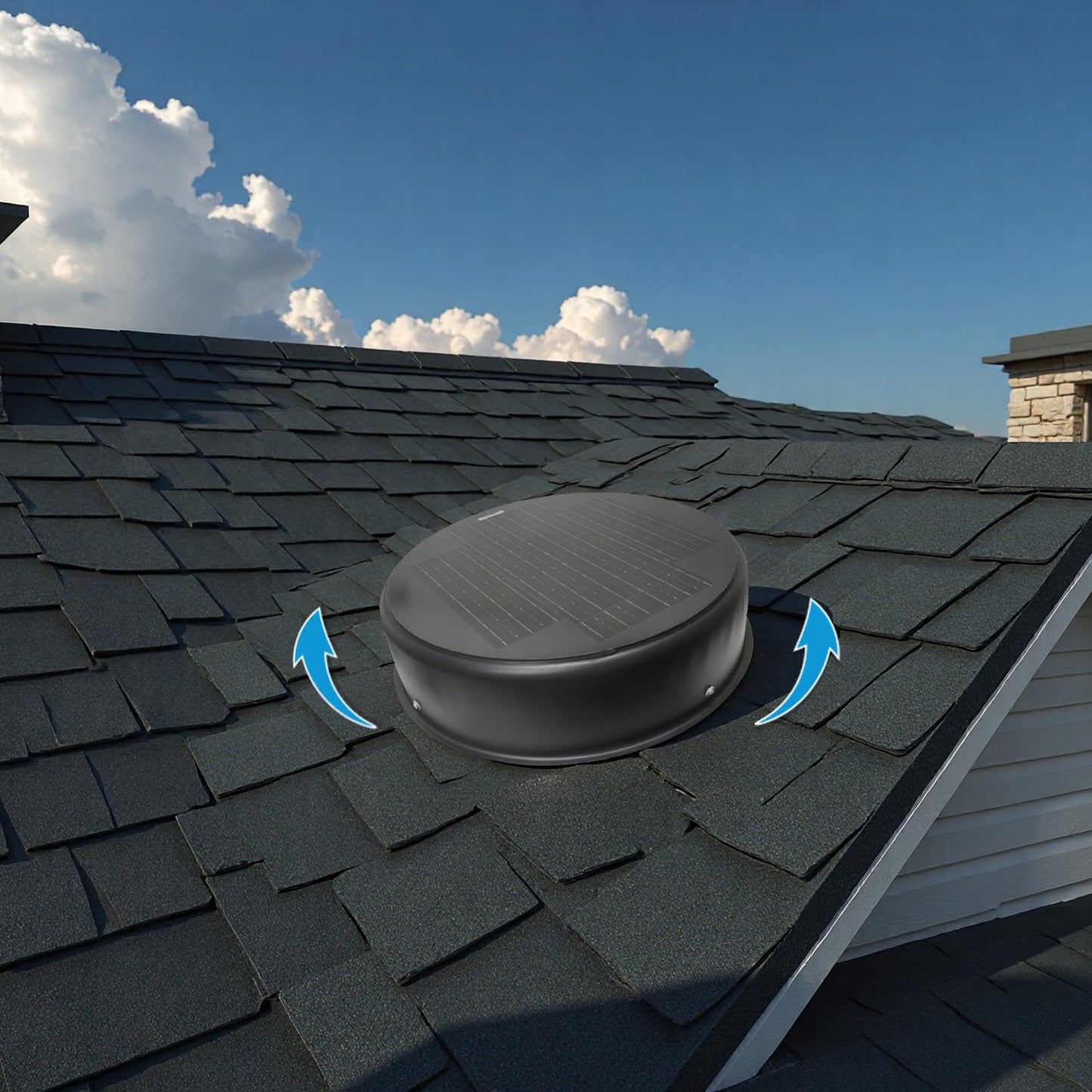 Solar Attic Fan, Solar Powered Roof Exhaust Fan 35-Watt with 110V Smart Adapter, 1600 CFM, Cools Up to 2500 Sq.Ft, 12 Inch Low Noise & Weatherproof, Ventilation for Home, Greenhouse, Garage, Workshop