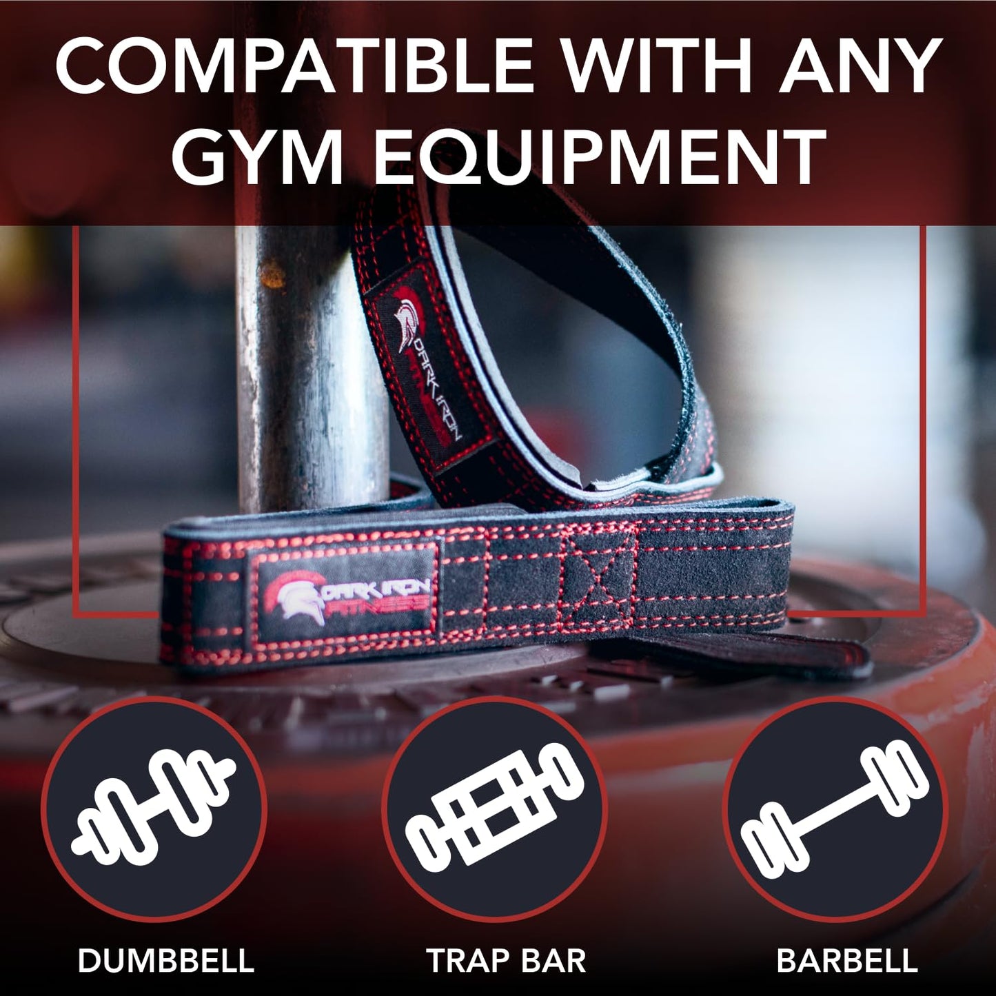 Dark Iron Fitness Wrist Straps for Weightlifting, Heavy Duty Gripping Suede Leather Bands for Men & Women, Support Wraps Gloves Alternative for Power Lifting Weight Strength Training Workouts
