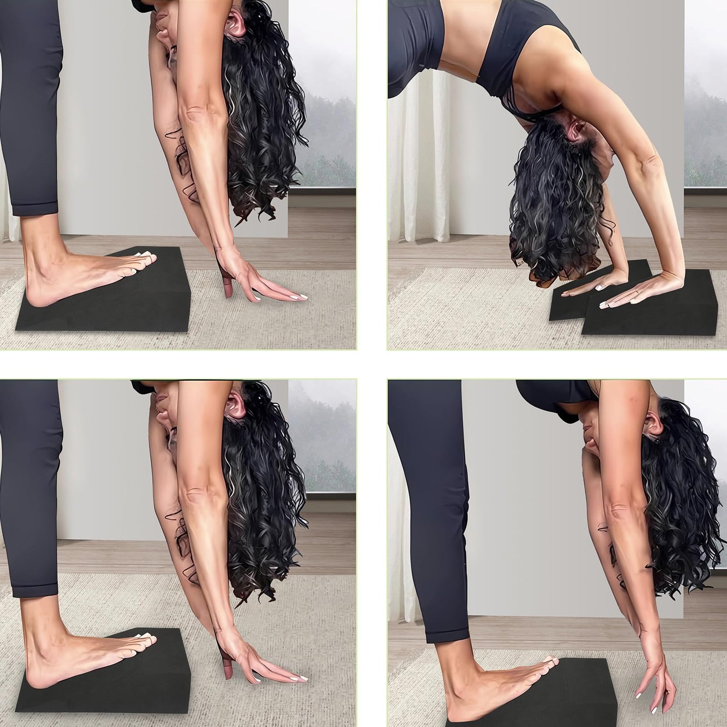 2 Pack Incline Squat Wedge Blocks - Non-Slip Heel Elevated Squat Wedge Boards - Versatile Calf Stretcher Slant Boards Ramp for Yoga, Pilates, Weightlifting, Strength Training & Home Gym Fitness