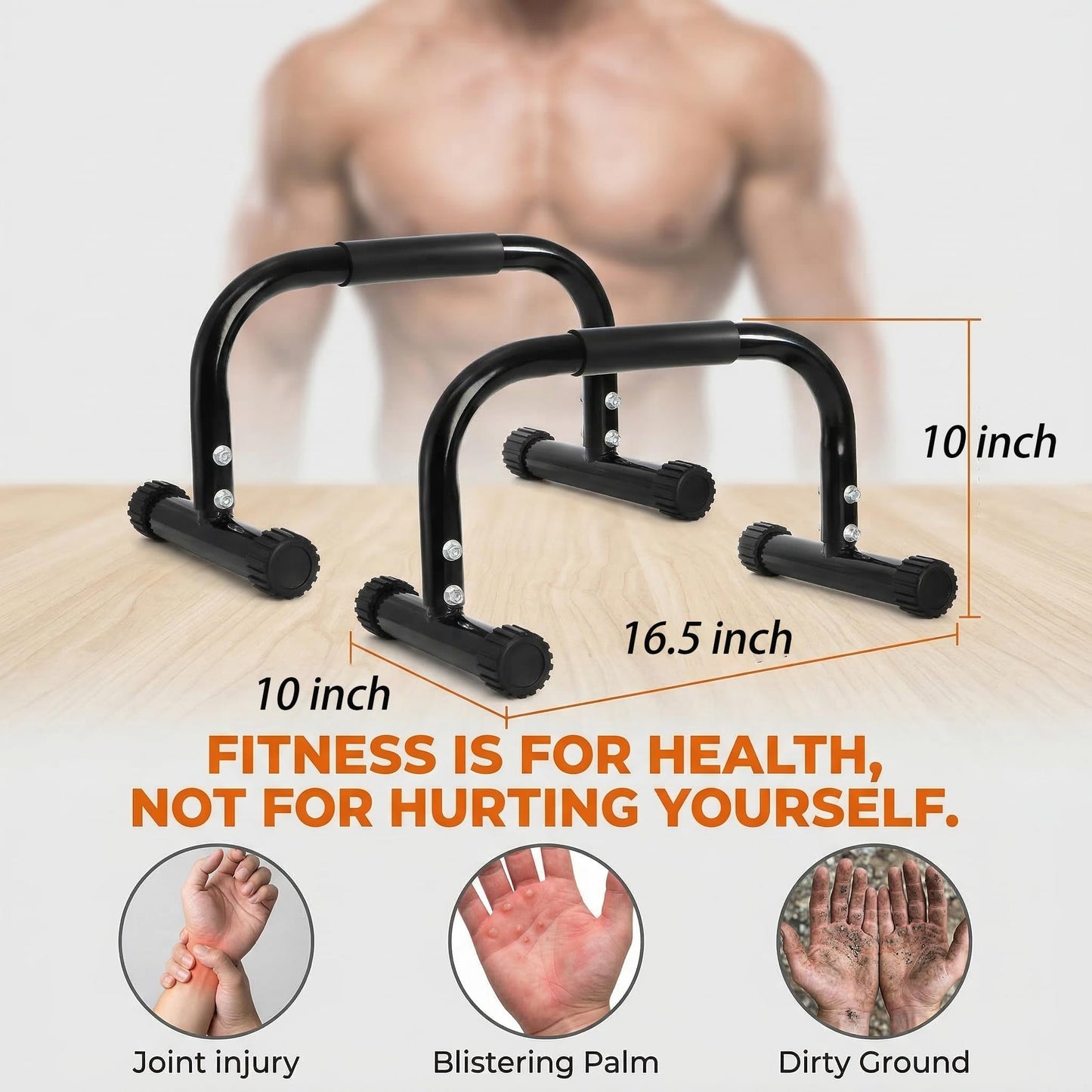 TOPZEA 2 Pack Parallettes Bars, 10" High Steel Push Up Handles Bars Strength Training Anti-Slip Calisthenics Equipment for Handstand, Full Planche, L-sit & Dip, Home Fitness & Gym Floor Workouts