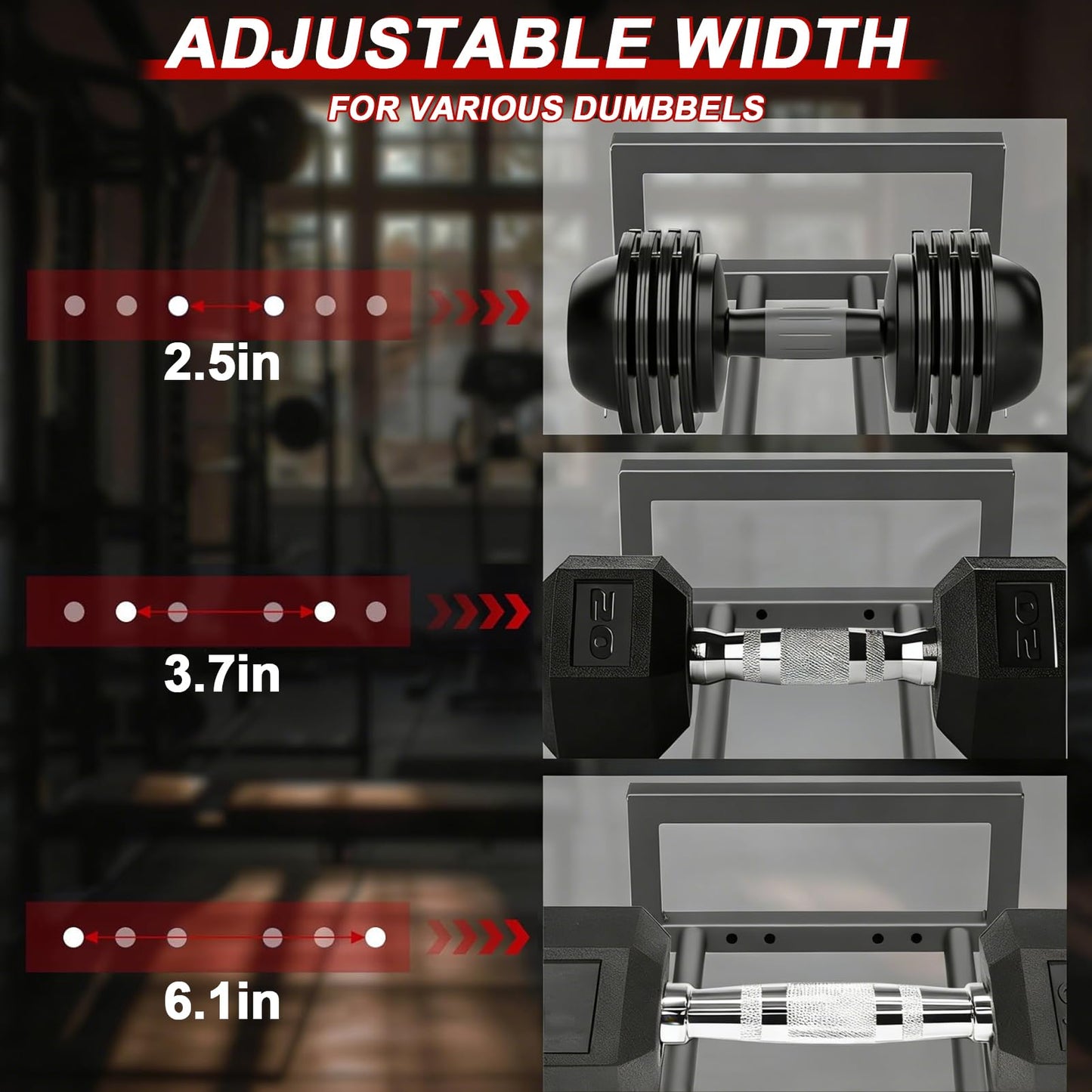 3-Tier Small Weight Rack for Home Gym, Adjustable Dumbbell Rack 450LBS Capacity with Side Hooks, Space Saving Workout Equipment Storage Organizer, Tool-free Assembly