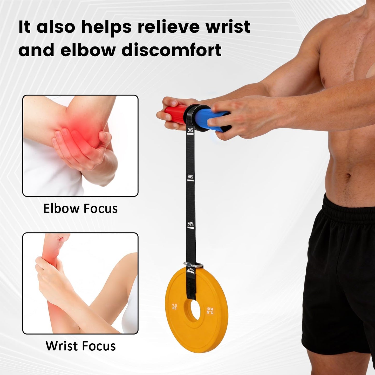 LIZAAL Forearm Strengthener & Wrist Roller，Forearm Exerciser with Thicker Silicone Handle, Forearm Trainer with Heavy-Duty Nylon Strap, Ideal for Muscle building,Grip Strength and Recovery Training - Red & Blue