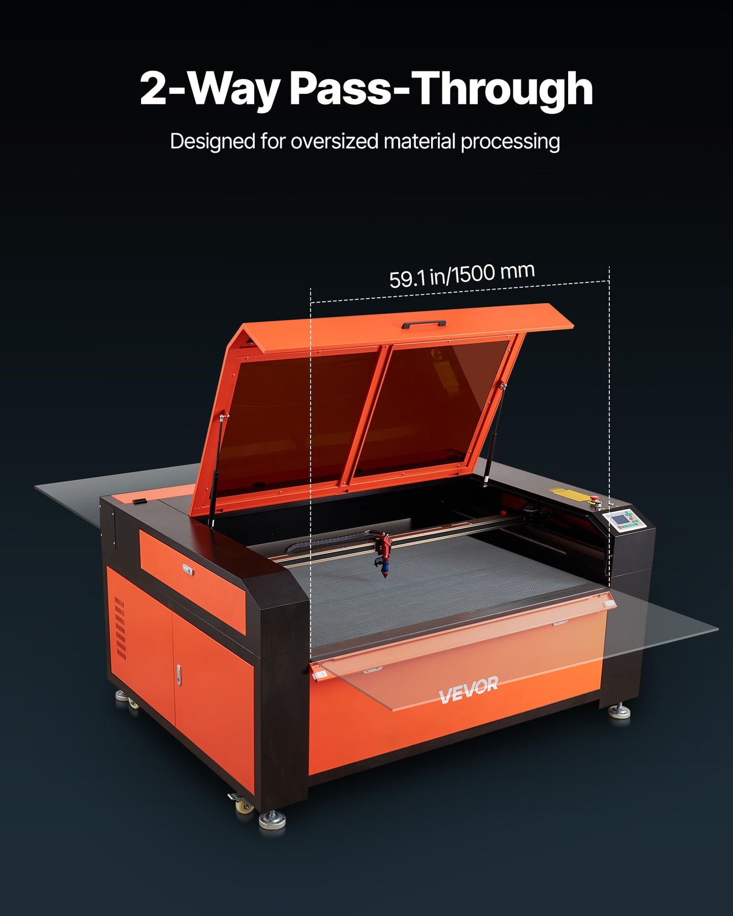 VEVOR 130W CO2 Laser Engraver, 55 x 35 in CO2 Laser Engraver Cutter Machine with Water Chiller 2 Way Pass Air Assist 1200 mm/s Speed, Autofocus Engraving Cutting Machine for Wood Acrylic Glass