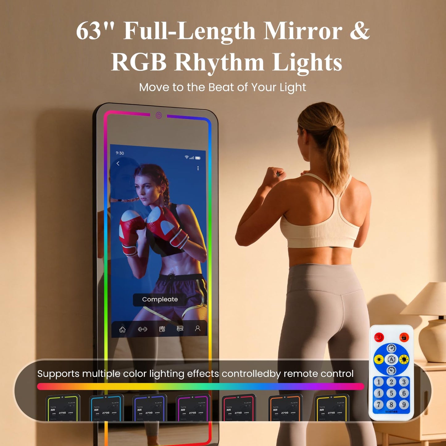 LumaVue Smart Fitness Mirror for Home Gym Workout, 32" Touchscreen & Open System, No Subscription Fees, Support Fitness Apps, Wall Mount & Free Standing, Can be Used with Home Workout Equipment