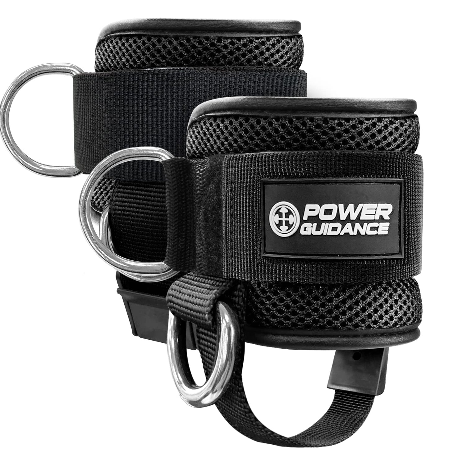 POWER GUIDANCE Ankle Strap for Cable Machine Professional Kickback Ankle Strap for Glute Workouts, Leg Extensions - Adjustable Strap with D-rings