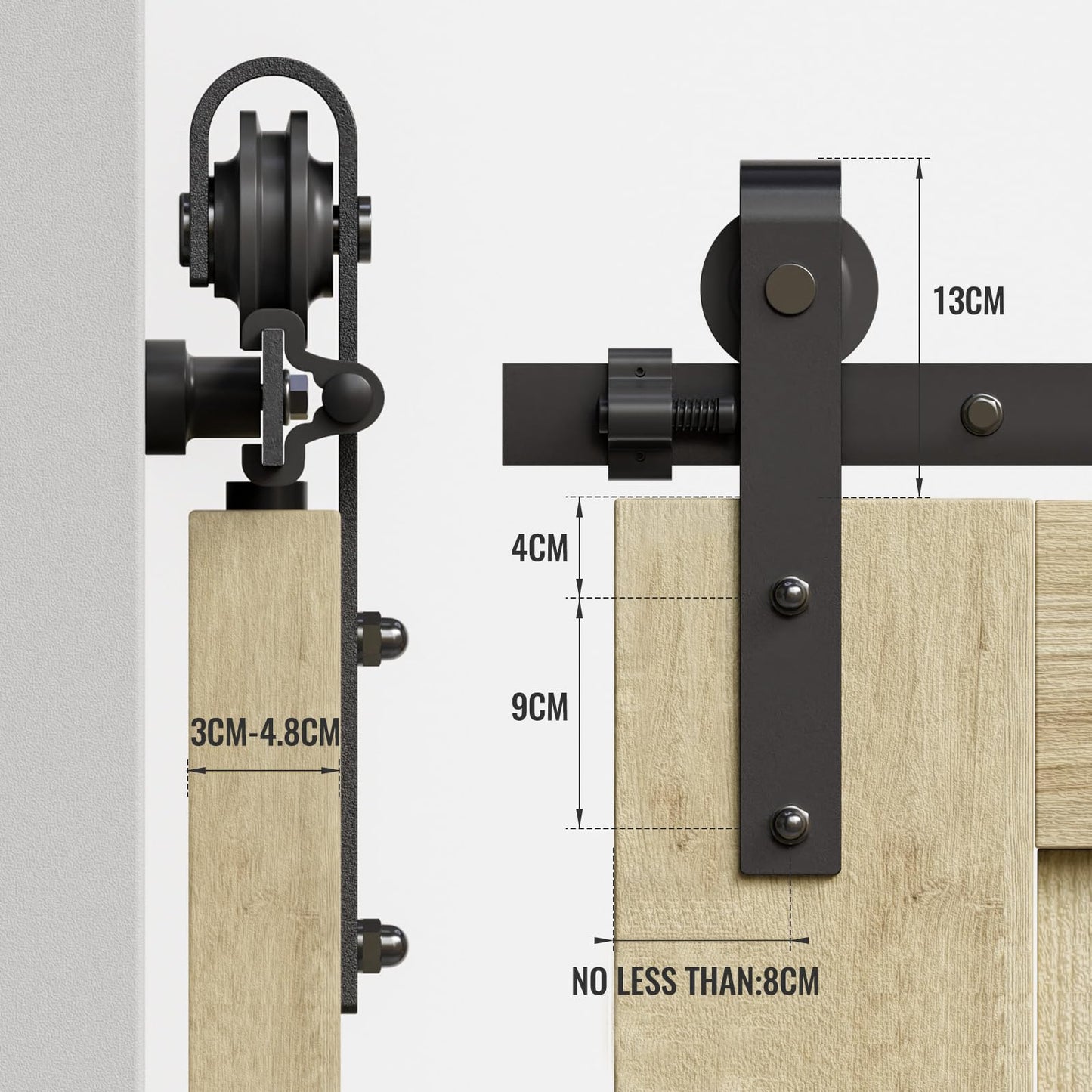 CCJH 6FT/72inch Sliding Barn Door Hardware Kit for Single Door Carbon Steel Black