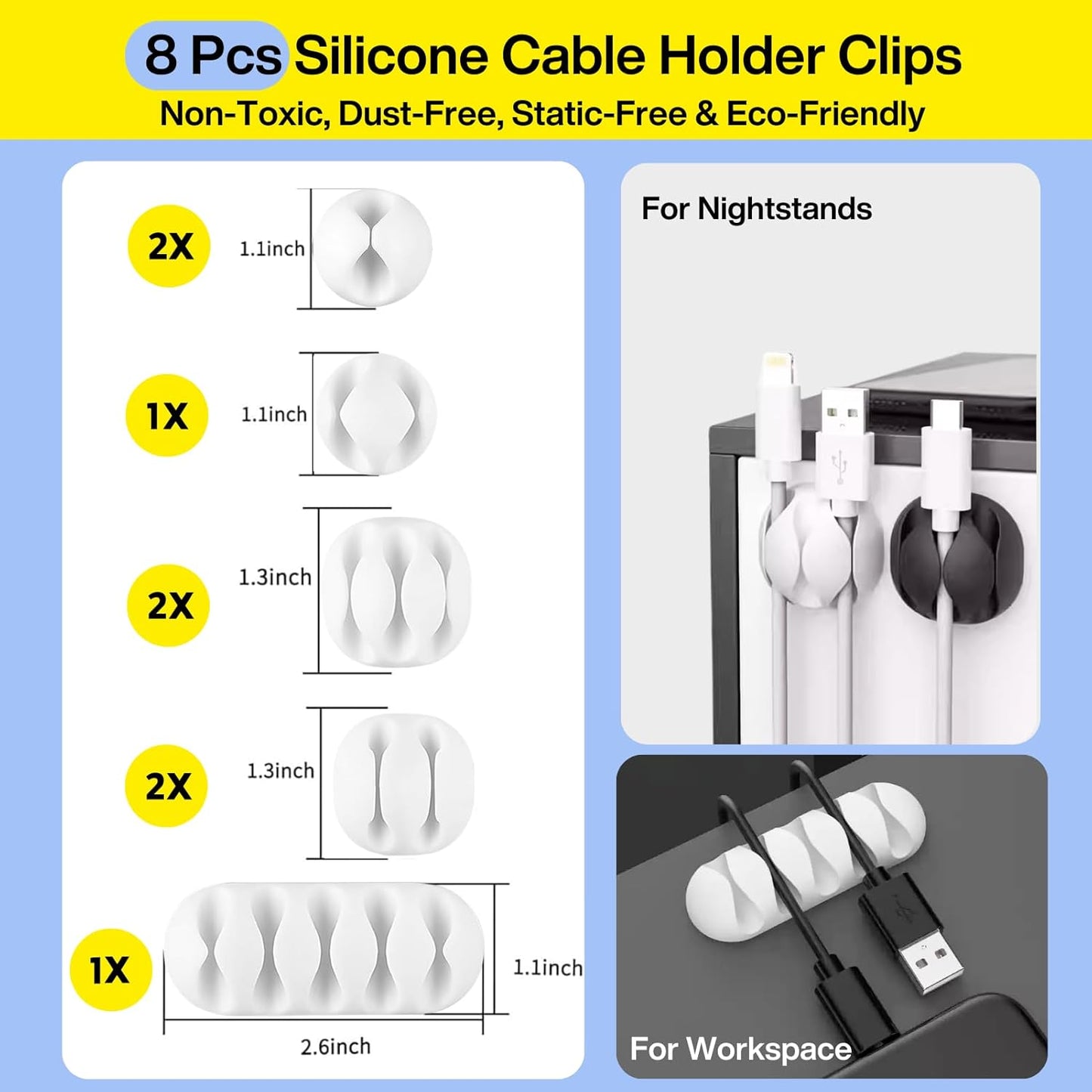Topavatop [313Pcs] 67 22 4 200 20 Cable Management Kit, Adhesive Cable Clips, Desk Cord Organizer, Reusable Cable