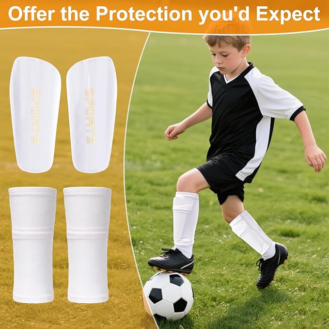 Shin Guards Soccer Kids 2025 Version High-Density Foam Soccer Shin Guard with Sleeves Shin Protective Pads for Kids Daily Practice School Competitions Outdoor Play