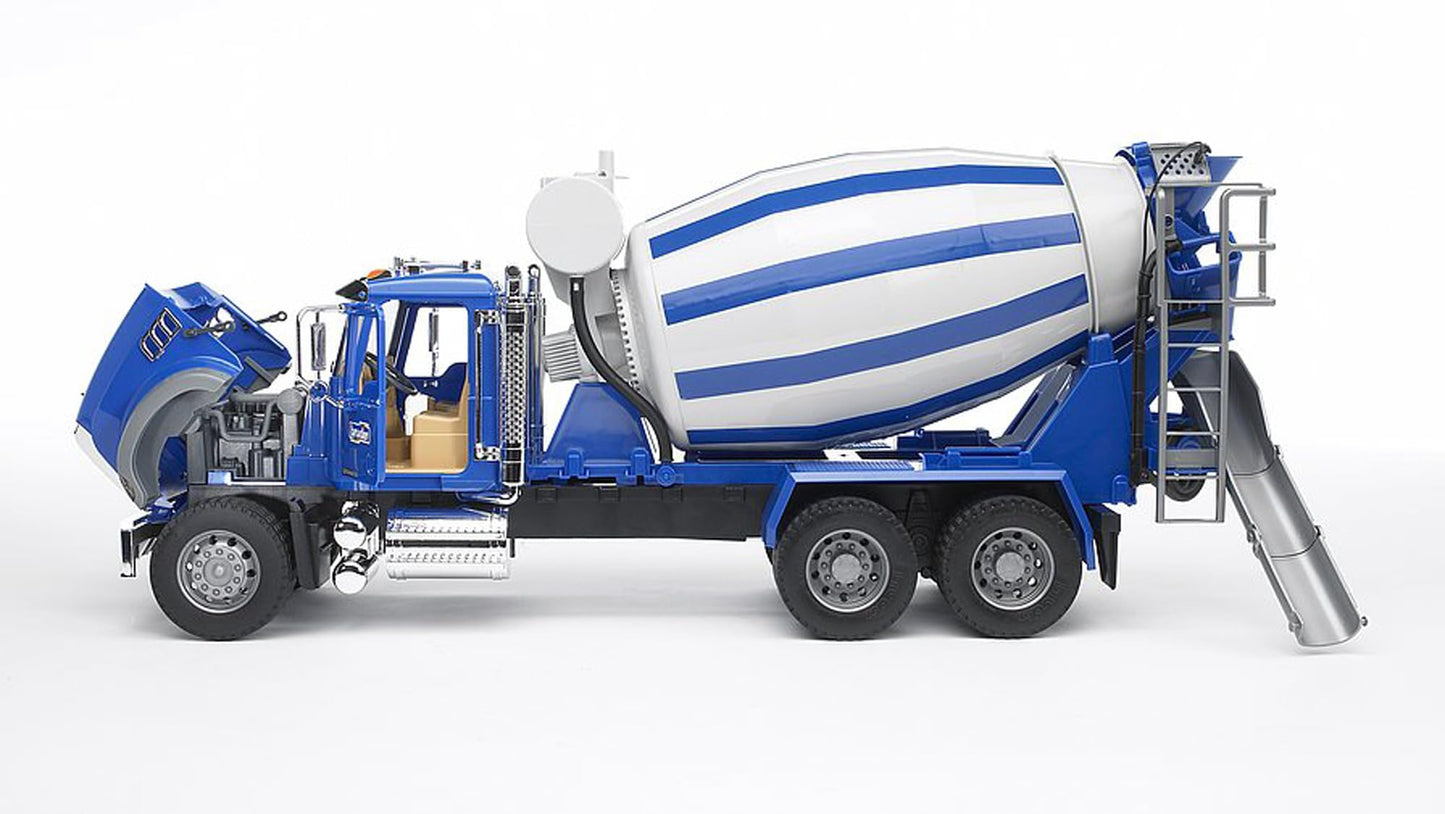 Bruder 02814 Mack Granite Concrete Mixer Truck, 1:16 Scale: Realistic Construction Toy with Rotating Drum & Crank Handle | Durable ABS Plastic for Indoor, Outdoor, Sand & Snow Play Ages 3+
