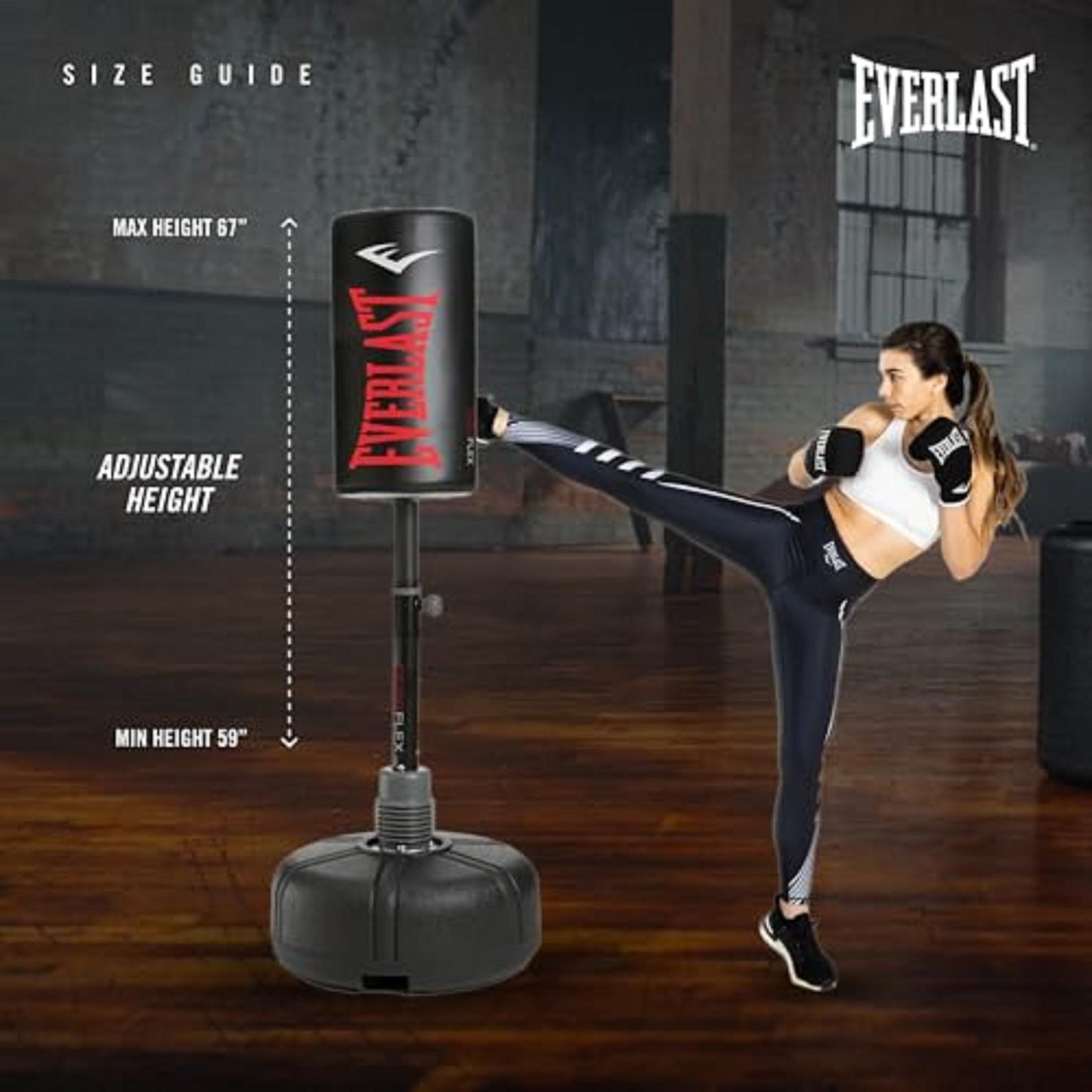 Everlast Freestanding Adjustable Punching Bag for Adults | Heavy Boxing Bag with Stand | Free Standing Punching Bag for Boxing, Muay Thai, MMA, Home Gym Training