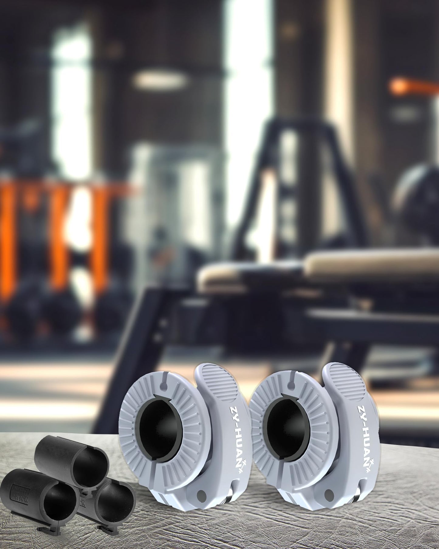 ZY-HUAN Pro Barbell Clips 1 inch Barbell Clamps 0.9-1.18inch Quick Release Weight Clips for Bars Multi-Size Adjustable Olympic Barbell Clamps (Gray)