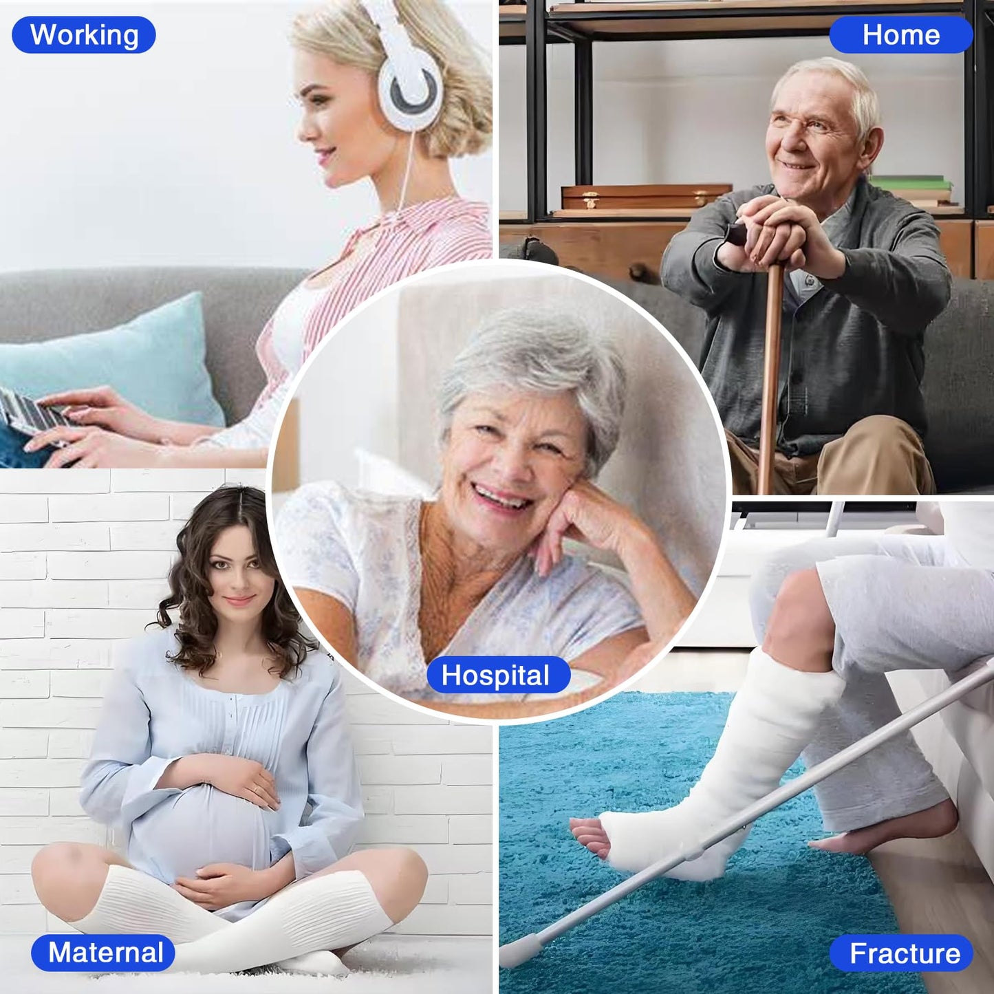 Ioryzek Walking Boot Socks air Cam Walker Cast Socks 2 Pairs Fracture Boot Brace Socks Surgical Orthopedics Socks for Men Women (US, Alpha, One Size, Regular, Regular, White-2pairs)