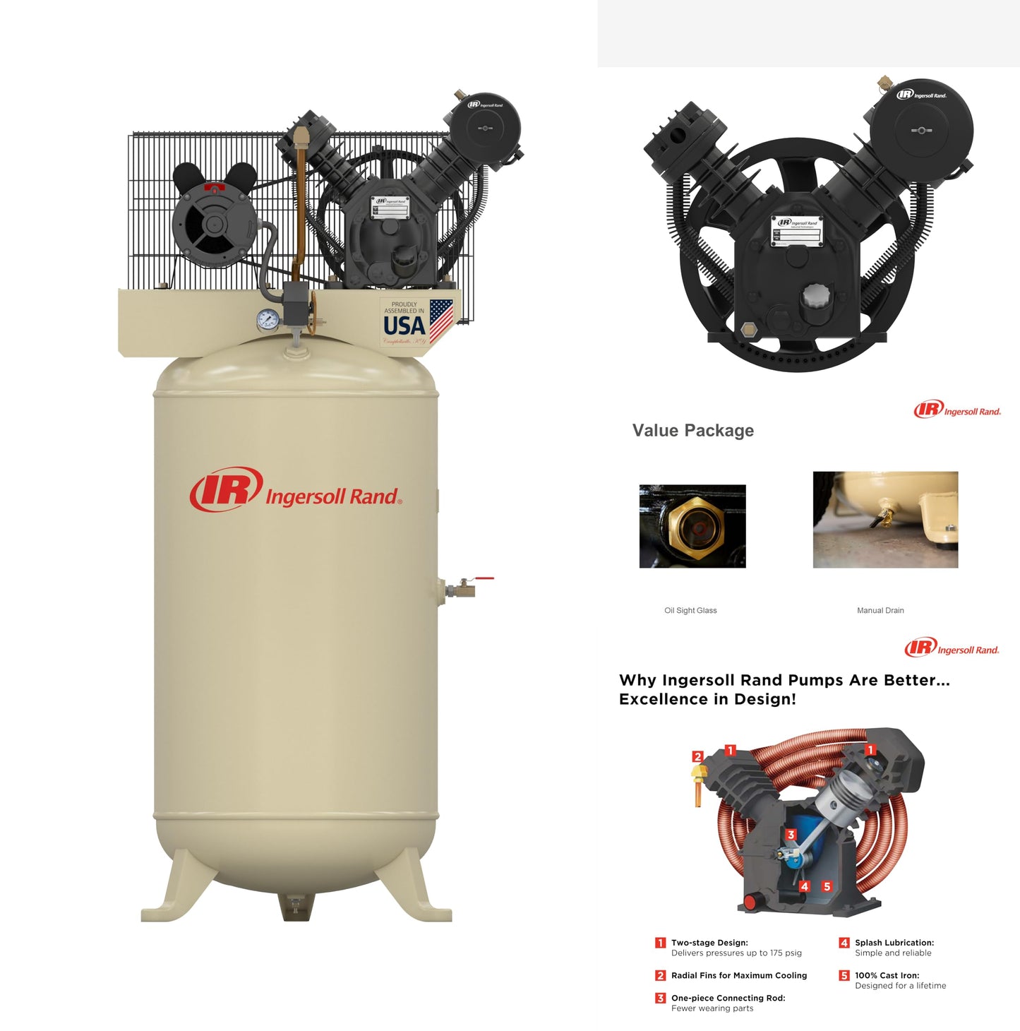 Ingersoll-Rand 2340N5-V 5hp 80 gal Two-Stage Compressor (230/1) 45464989