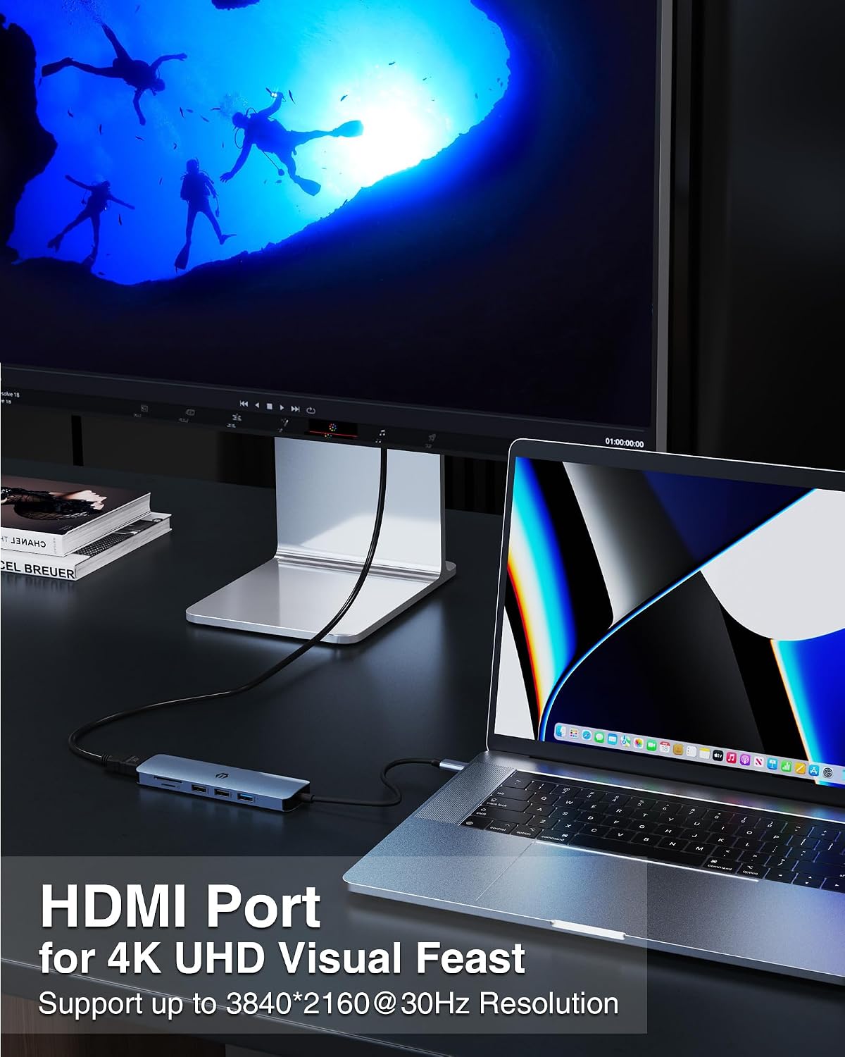 Tymyp 6 1 3.0, 4K 2 2.0, USB C HUB, in USB C Adapter, Including USB HDMI, x USB SD/TF Card Reader, Docking Station