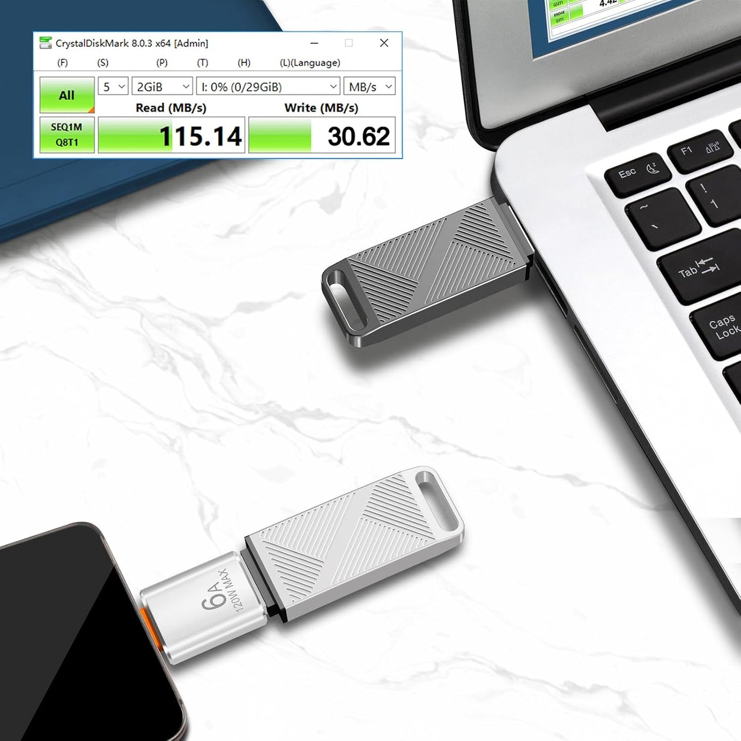 EASTBULL 32GB FAT32 3.0 32 3.0 USB Flash Drive with a USB C Adapter and Keychain, Fast-Speed Thumb Drive Metal Pen