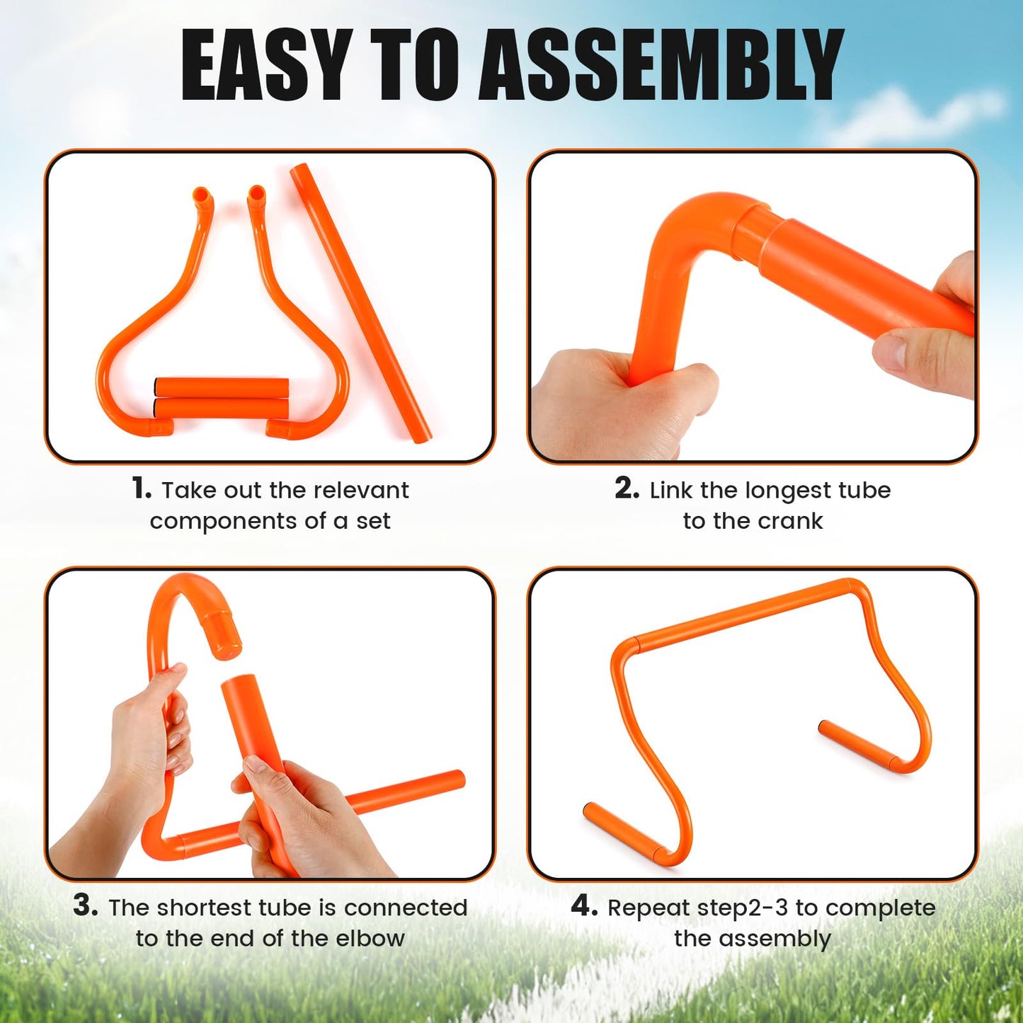 Seenelling 16 Pcs 12" Speed Agility Training Hurdles Large Size Detachable Agility Hurdles Training Equipment Set for Athletes Soccer Basketball(Orange)