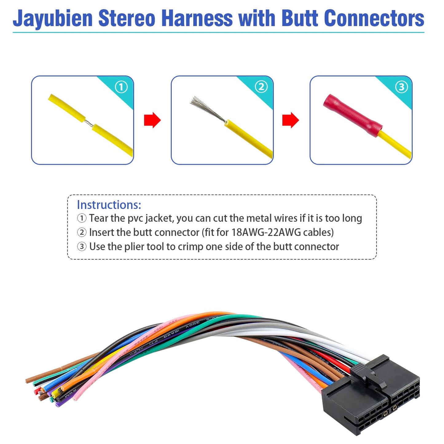 20Pin Radio Wiring Harness Plug Compatible with Boss Aftermarket Car Radio Stereo Wire Connector Adapter