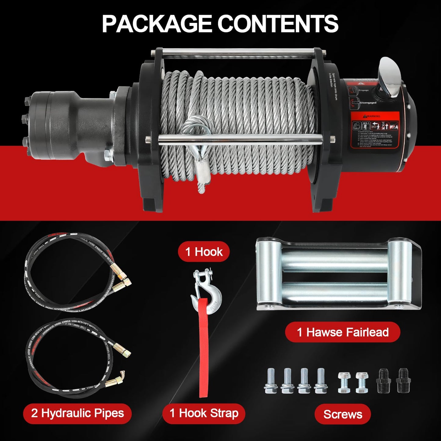 15000 LBS Hydraulic Winch for Tow Truck, Heavy Duty Recovery Winch with 2/5" x 78FT Steel Cable, BMR80 Motor 36:1 Gear Ratio Hydraulic Winch for Wreckers, Trailers & Vehicle Recovery