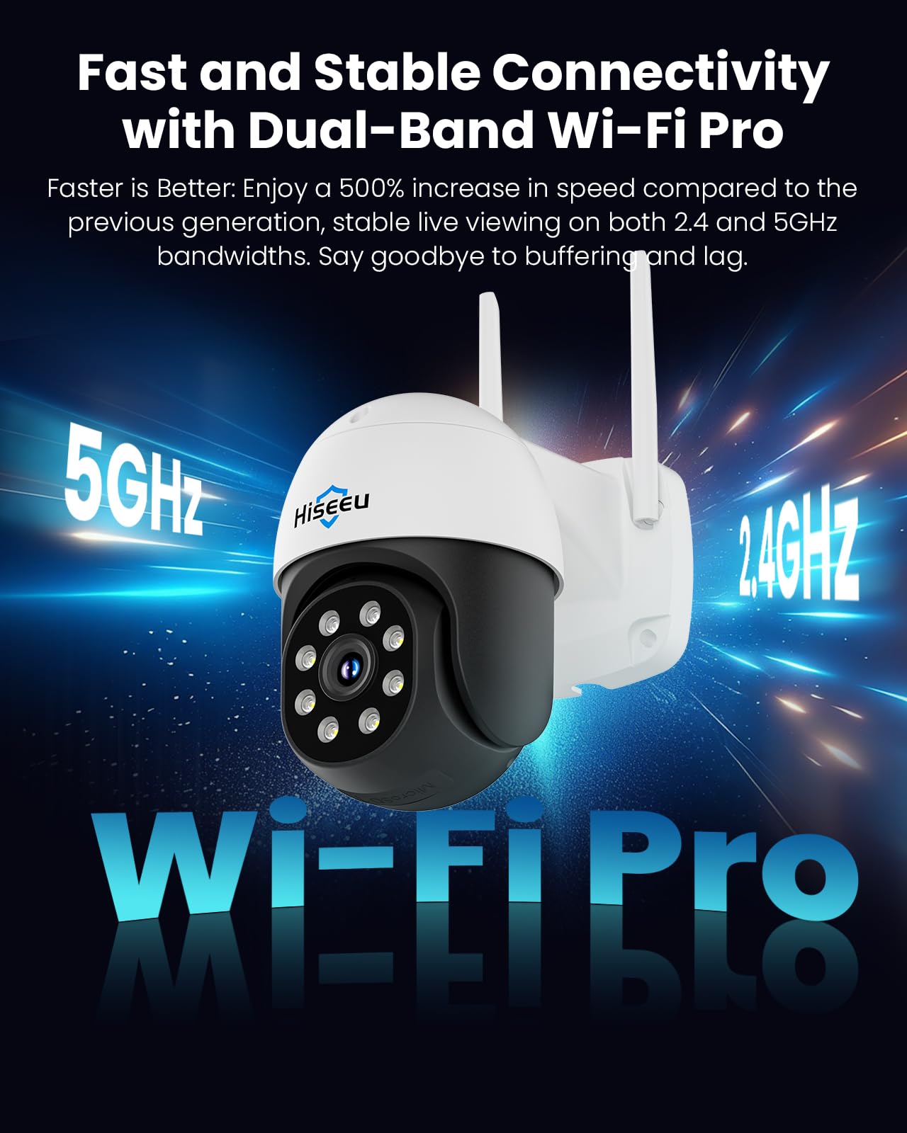Hiseeu 4K Security Cameras Wireless Outdoor, 8MP 4-Cam Kit, 5G & 2.4G WiFi Cameras System for Home Security, Auto Tracking, Pan Tilt, Color Night Vision, Two-Way Audio, 16CH NVR, 1TB, No Subscription