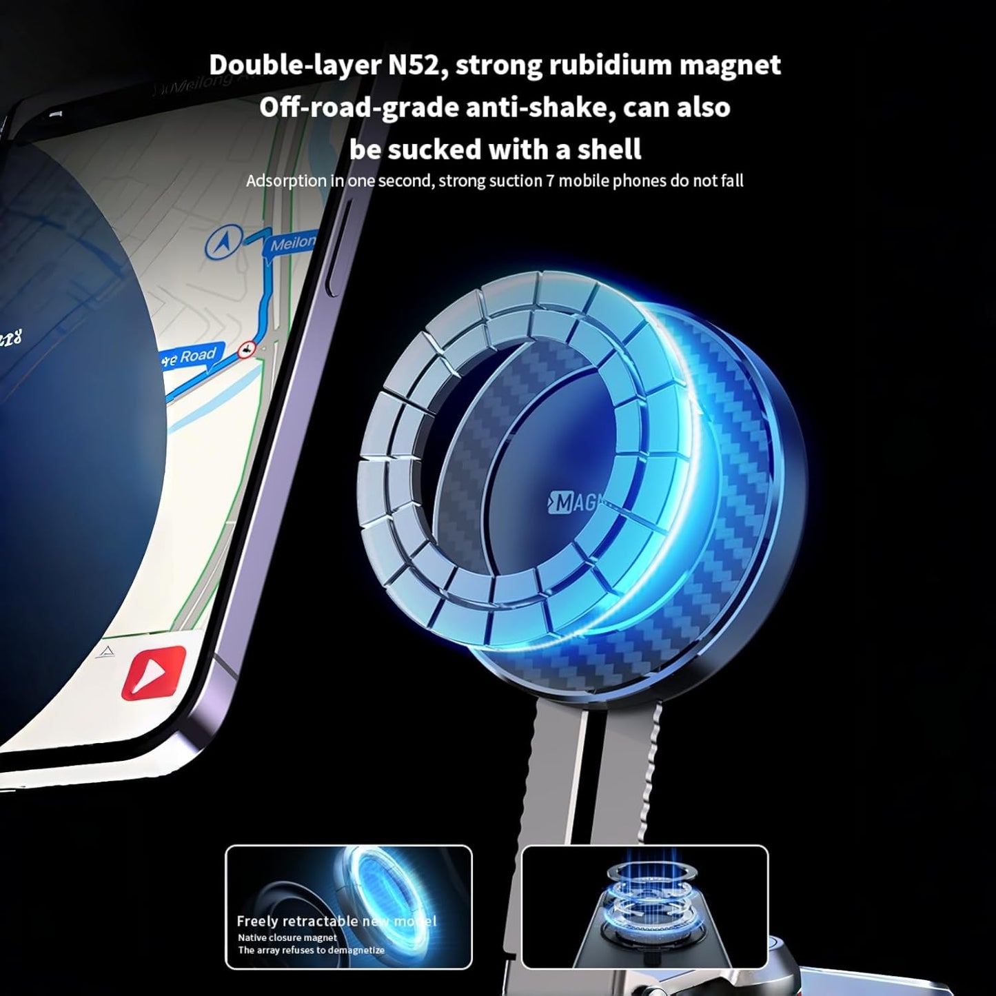 CSZAOA 2026 iPhone17 16 15 14 13 12 Upgraded Vacuum Magnetic Mobile Phone Holder Cars for Magsafe Car Mount, Exclusive