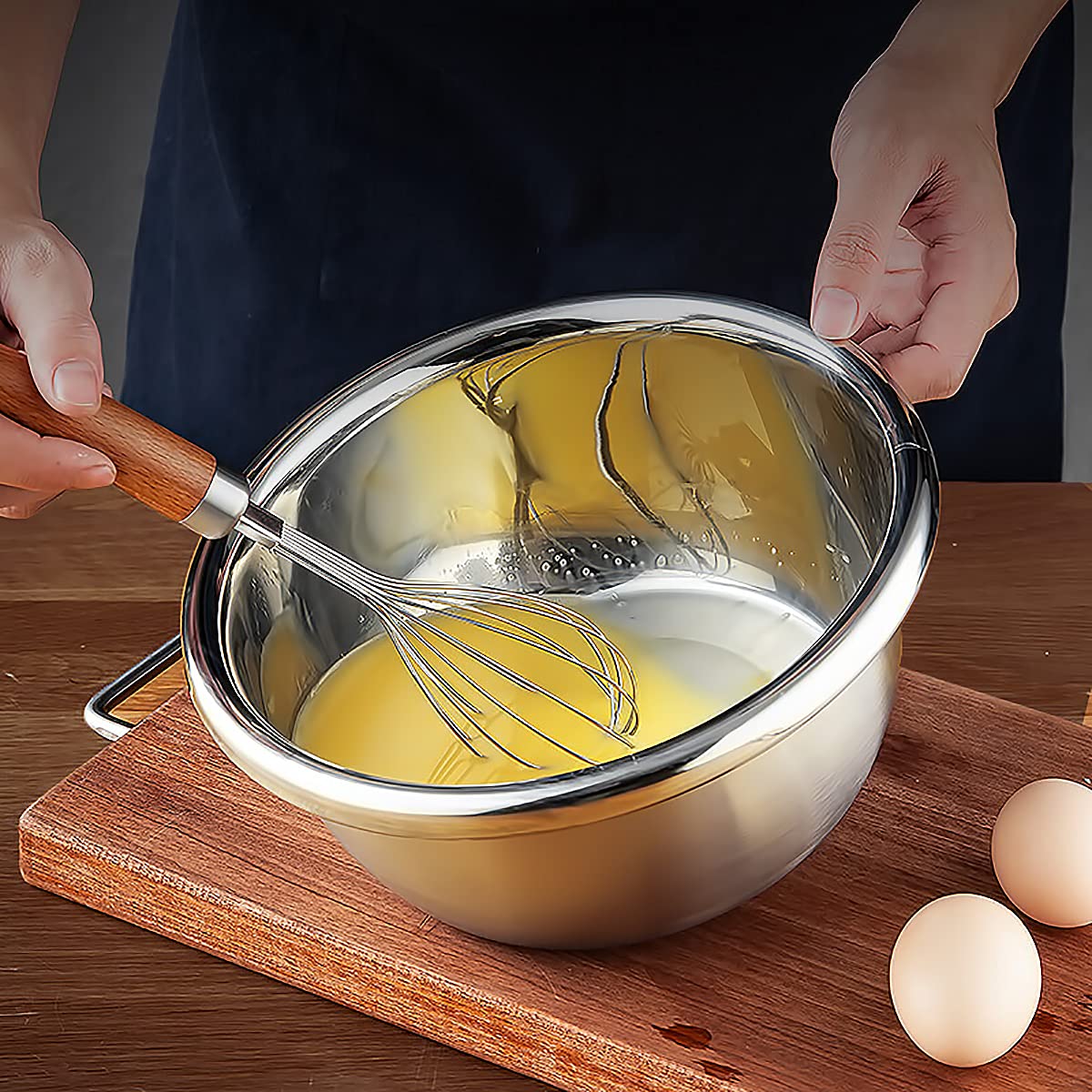 meleg otthon Stainless Steel Mixing Bowl, 11QT Salad Bowl, Metal Bowls, Stainless Steel Basin, Heavy Duty Deeper Edge Mirror Finish Dishwasher Safe Bowl (3XL)…