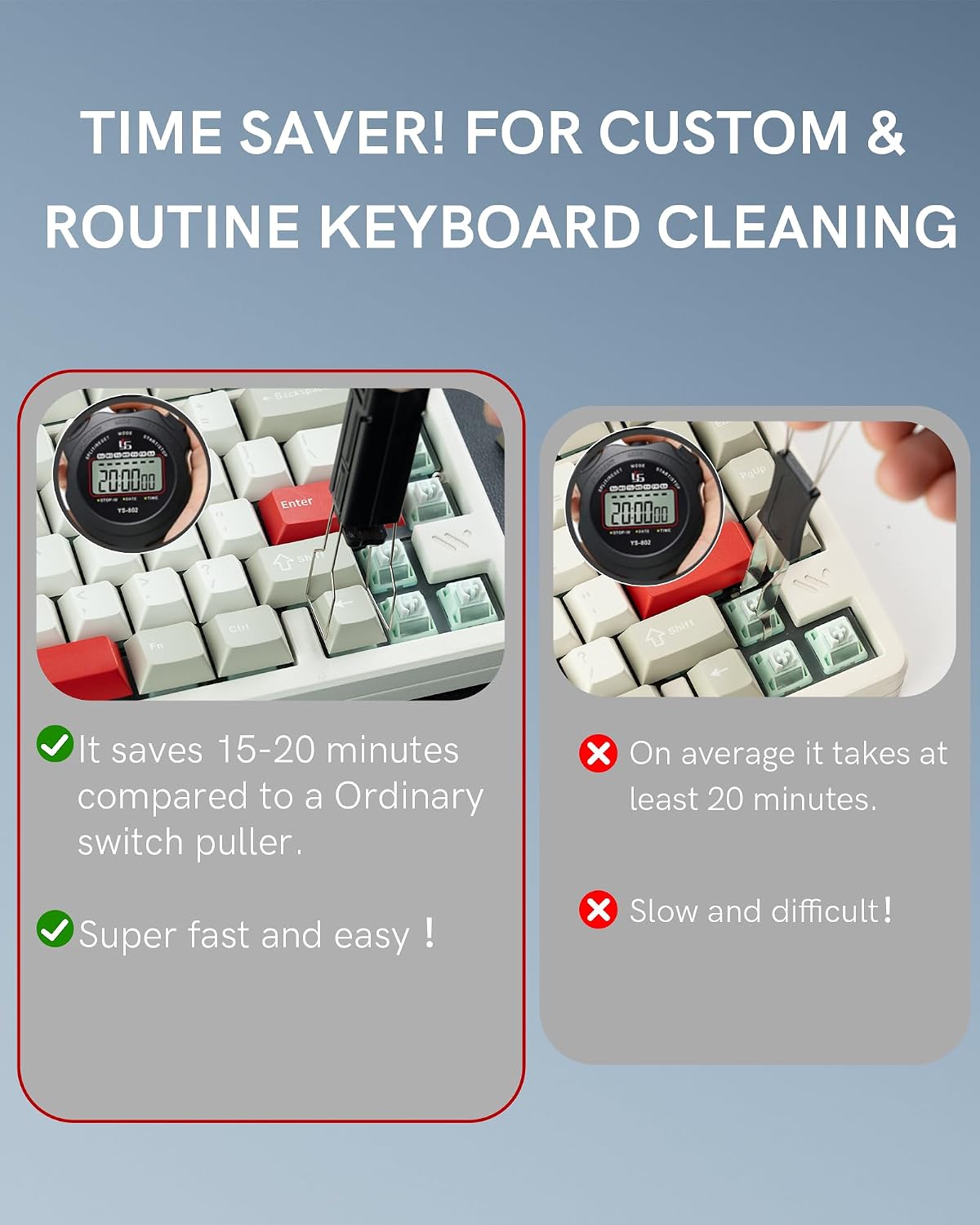 Keymatic 2-in-1 4-Claw Switch Puller and Keycap Puller for Mechanical Keyboard, Key Switch with Grip, One-Press Eject