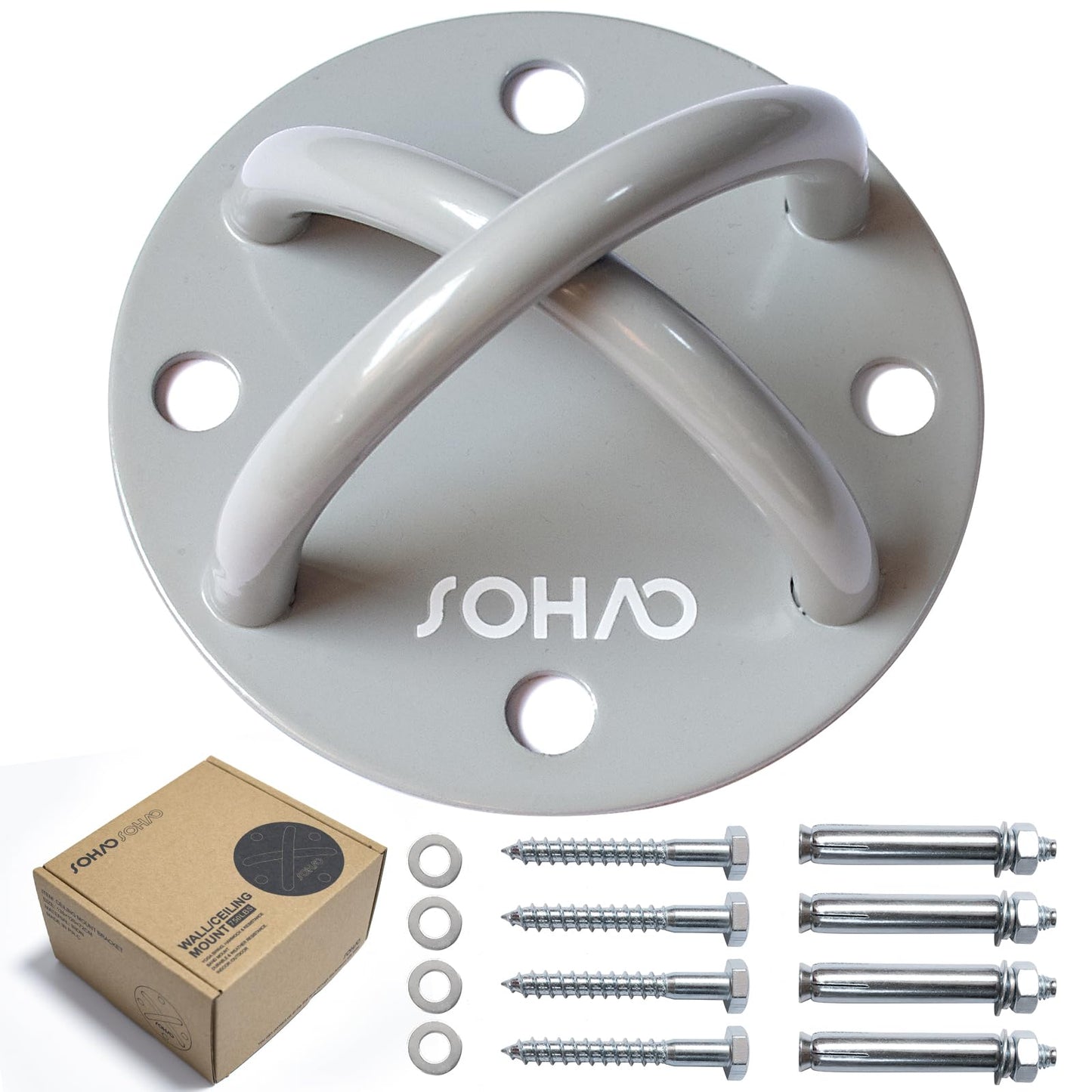 SOHAO Wall Anchor Mount for Suspension Straps, Aerial Yoga Swing & Hammock, Gymnastic Rings, Battle Ropes, Resistance Band, 750 lbs Ceiling Bracket Mount