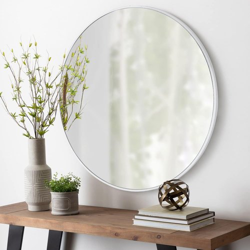DUQIMO White Round Mirror 30 Inch, Circle Wall Mirrors for Bathroom, Bedroom Living Room or Entryway