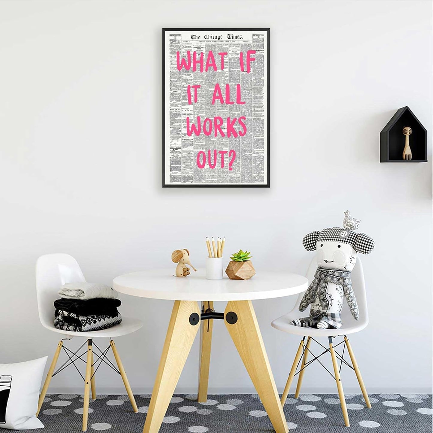 Skiennix Retro Newspaper Poster - Positive Affirming Quote Canvas Wall Art | Minimalist Design 12x16in Framed