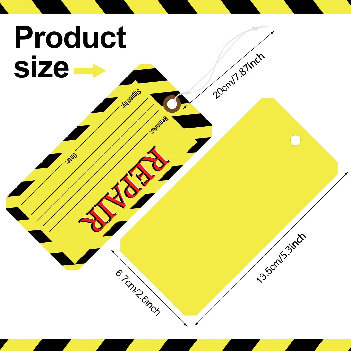 Amyhill 240 Pack Repair Tags Yellow Maintenance Required Tags with Wire Production Quality Control with 8 Inch Attached Cotton String, 2.6 x 5.3 Inch