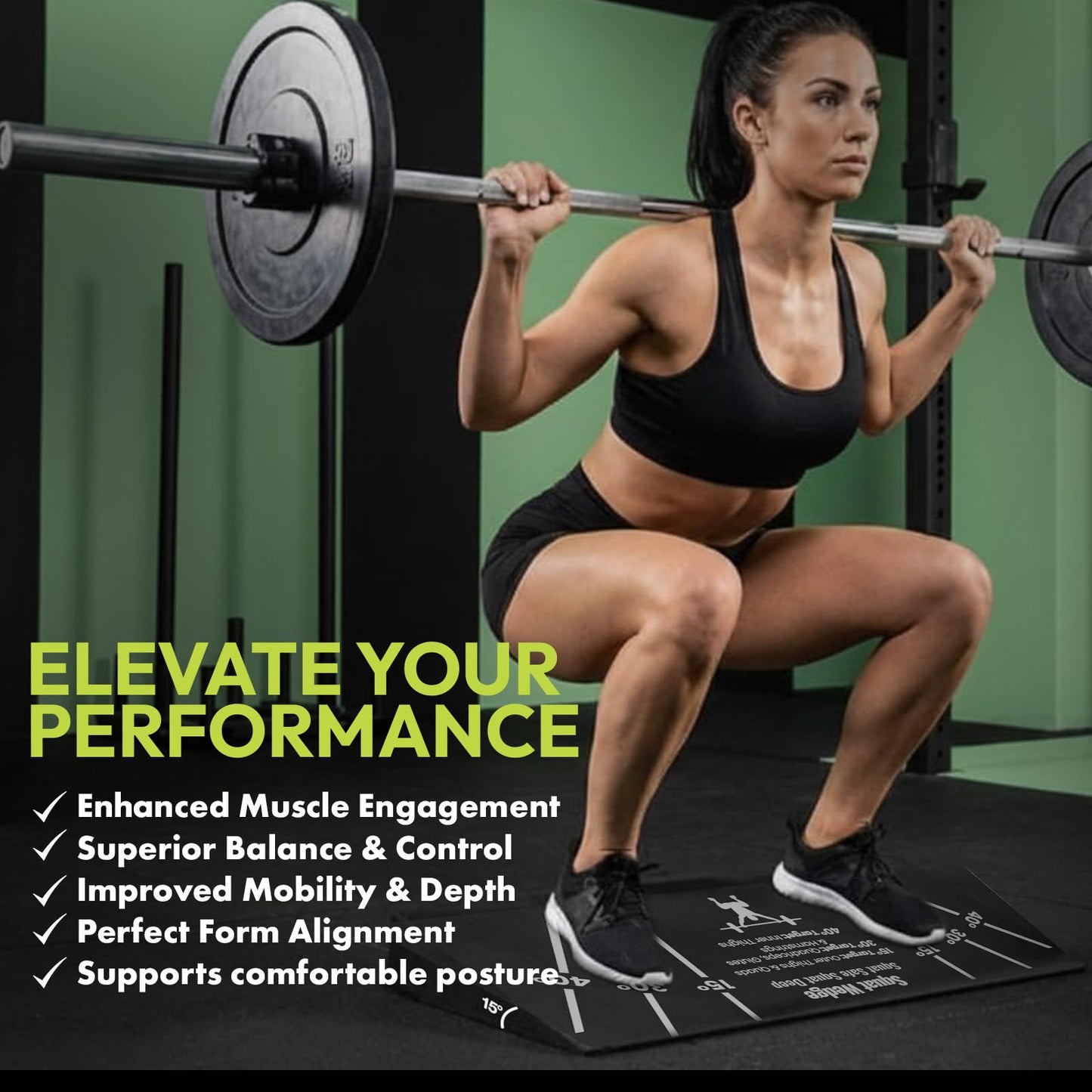 Squat Wedge Block – Non-Slip EVA Material Slant Board with 15°/30°/40° Angle Markings, 15° Heel-Elevated Incline Squat Wedge for Deep Squats & Calf Stretches (Gym, Home, Therapy & Yoga)