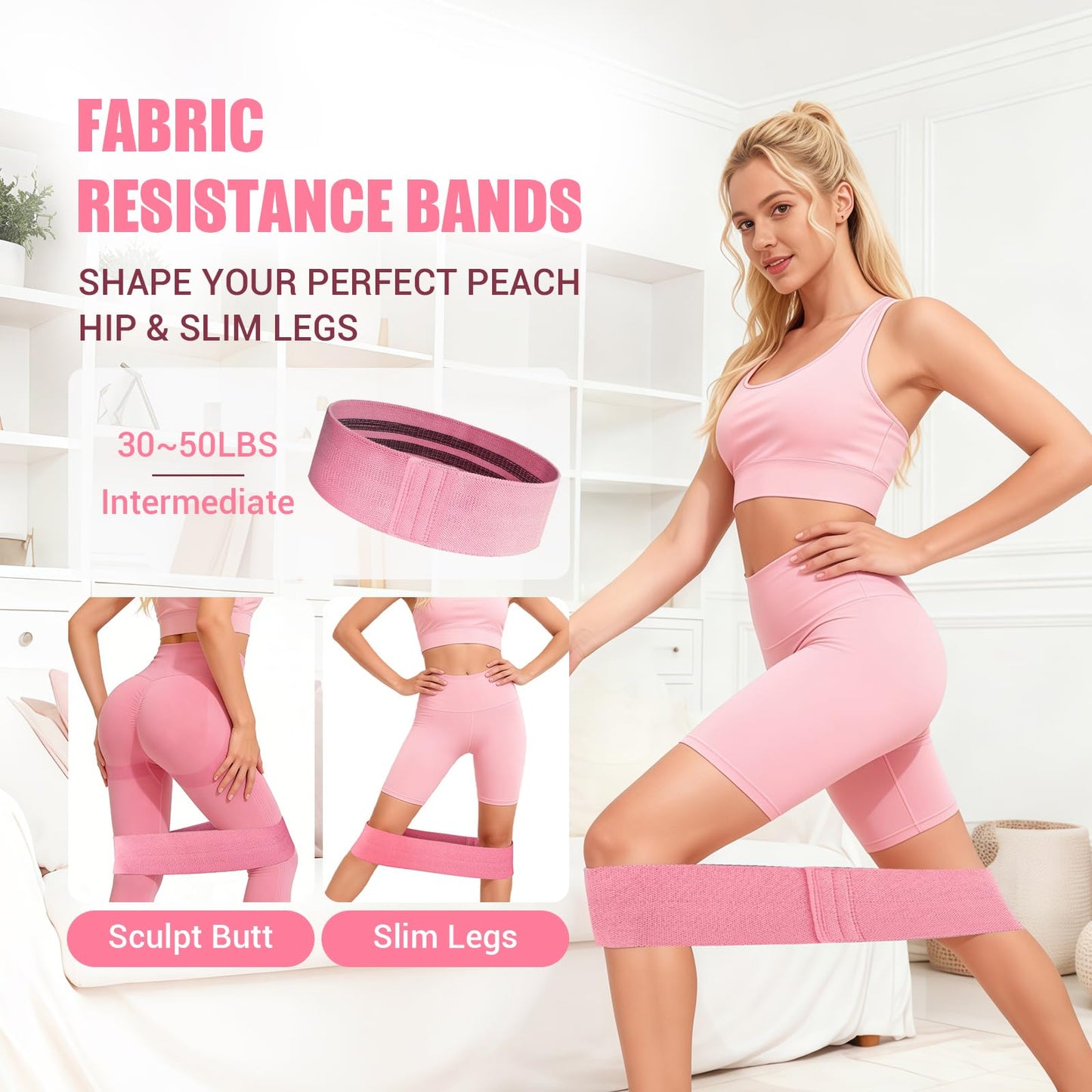Thigh Trainer for Women, 360° Pelvic Floor Exercise Device with Resistance Band, 15-75LB Adjustable Resistance Thigh Workout Equipment for Inner Thigh Toner, Kegel Exercise, Pelvic Floor Muscle Repair