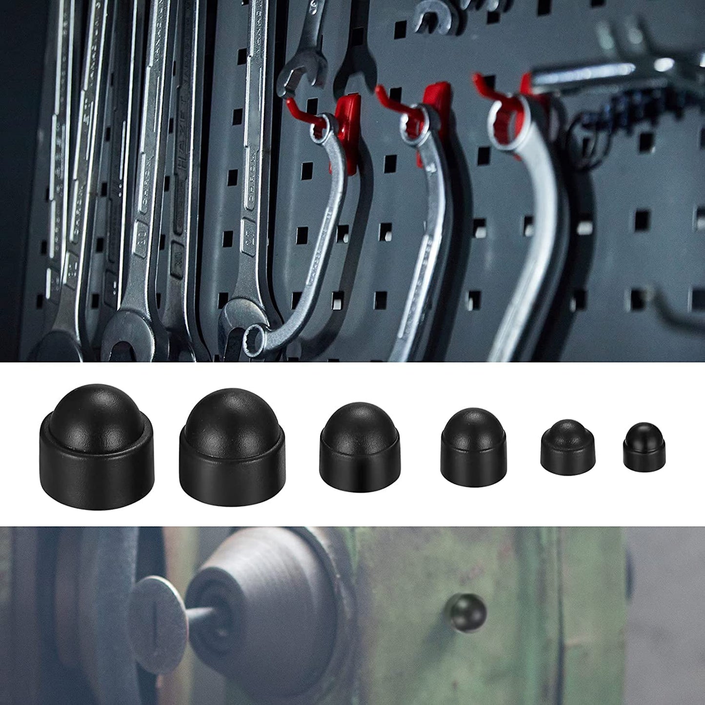 wugongshan 145 Pcs Screws Bolt Covers Caps, Hex Head Dome Bolt Covers, Plastic Bolt Caps, Screw Caps Covers, Hexagonal Screw Bolts Cover Protection Caps for Matching, M4 M5 M6 M8 M10 M12