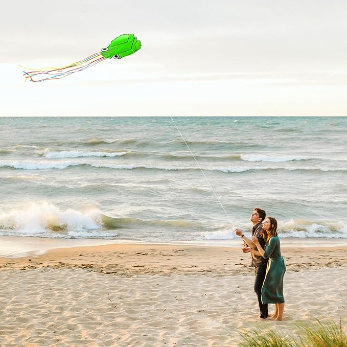 Octopus Kites for Kids & Adults Easy to Fly, 24”x 158” Large Soft Kite Kit for Boys and Girls, Single Line 3D Beach Kite Set for Teens,Perfect for Outdoor Activities