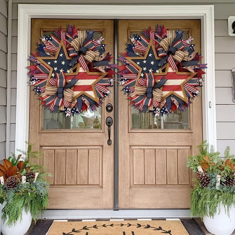 250th Anniversary Patriotic Wreath - 3D Eagle Design for Front Door | All-Weather Red, White, and Blue Decoration